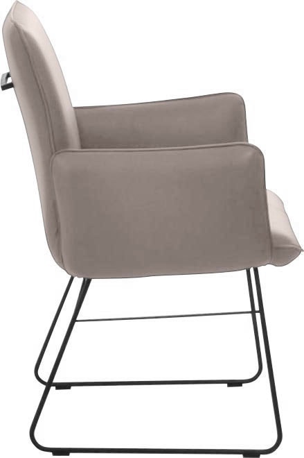 K+W Komfort & Wohnen Chaise avec accoudoirs () 1 cuisstructure en fil métallique noir, poignée au dos, matelassage sur l’assise