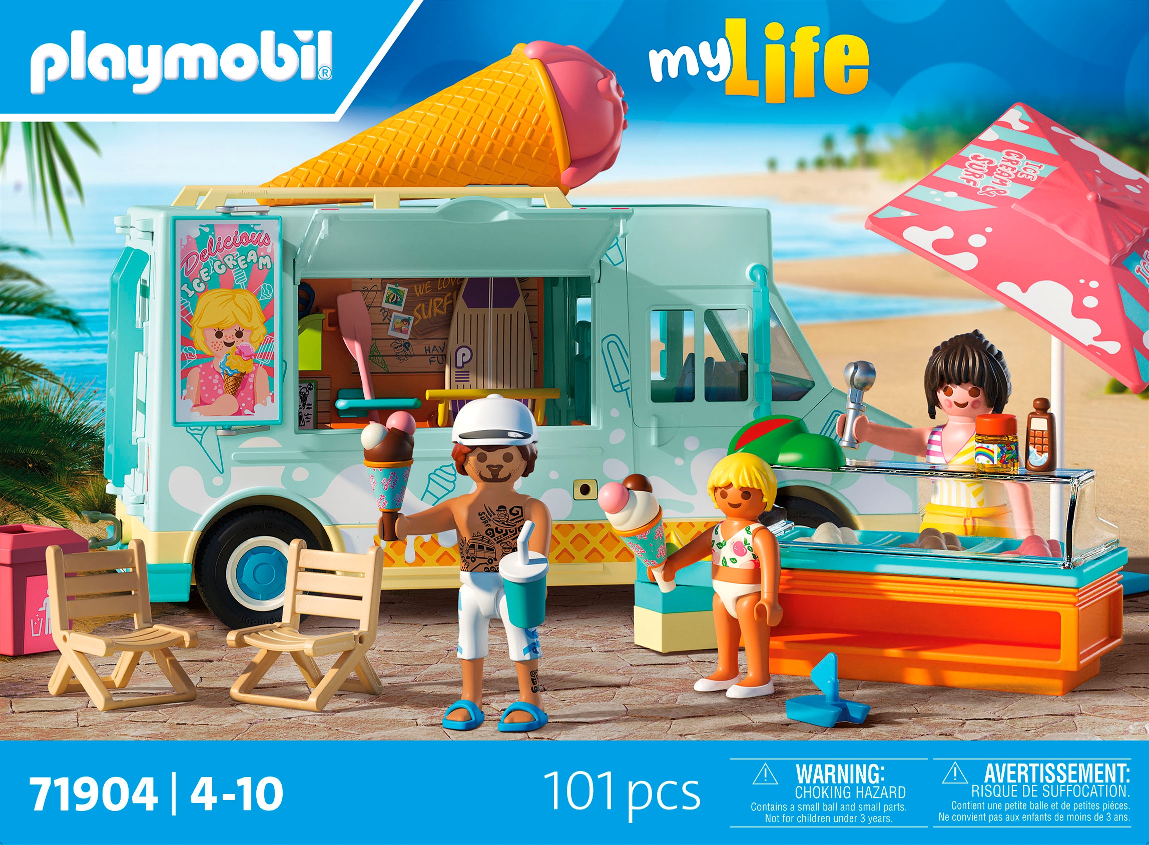 Playmobil® Jeu de construction »Ice Cream Truck mit Surfshop (71904), My Life« Made in Germany