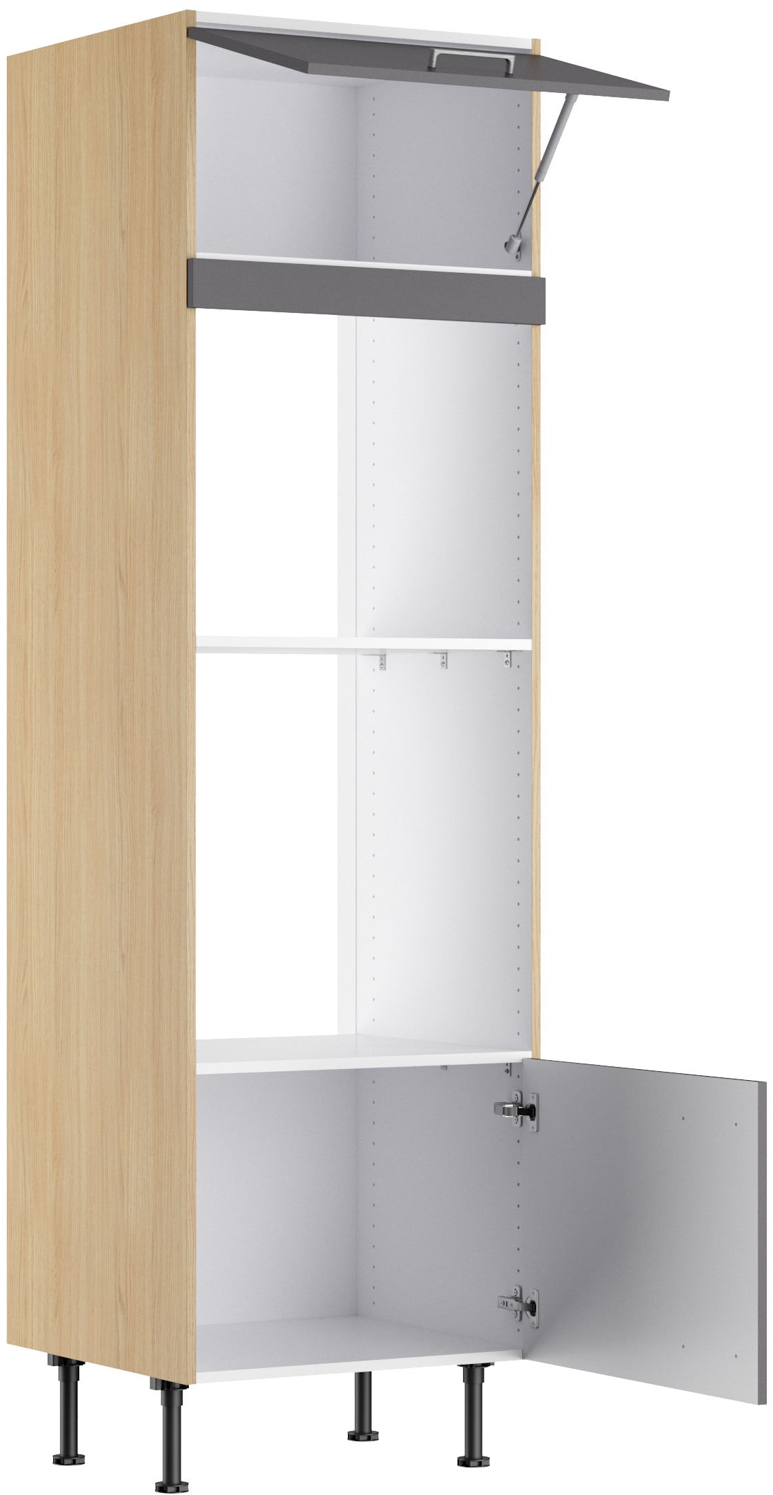 KOCHSTATION Mikrowellenumbauschrank »KS-Lucy« Breite 60 cm, mit 1 Tür, 1 Klappe, Soft-Close, höhenverstellbare Füsse