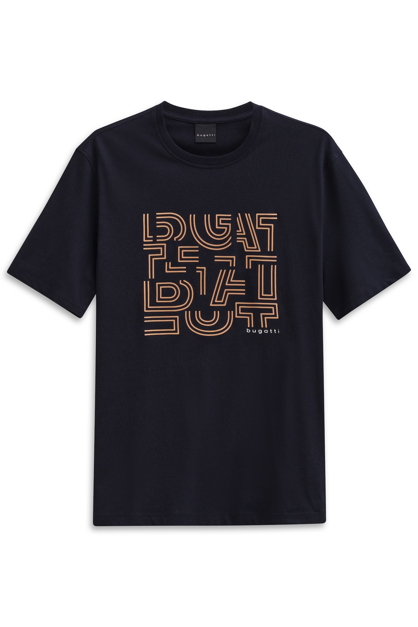 bugatti T-shirt »Modern Fit« mit Logo-Print und Rundhals aus Baumwolle