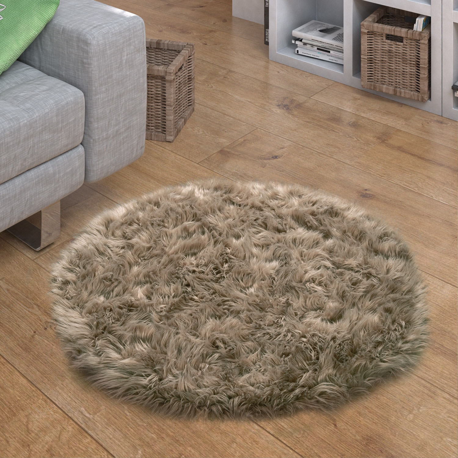 Paco Home Tapis en fourrure »Playa 960« Rond 64 mm Höhe Kunstfell, Flokati-Optik, Hochflor, weich und flauschig, Uni-Farben