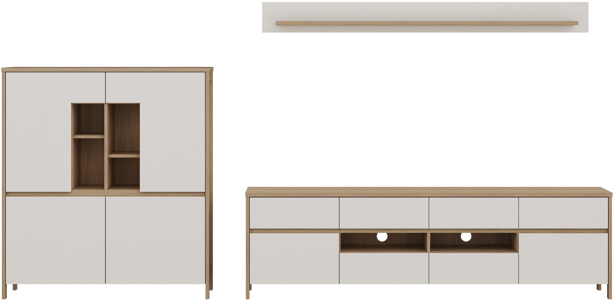 Home affaire Meuble mural »Stranda, moderne Anbauwand, Komplettset im Scandi-Style« 3 cuis tlg.