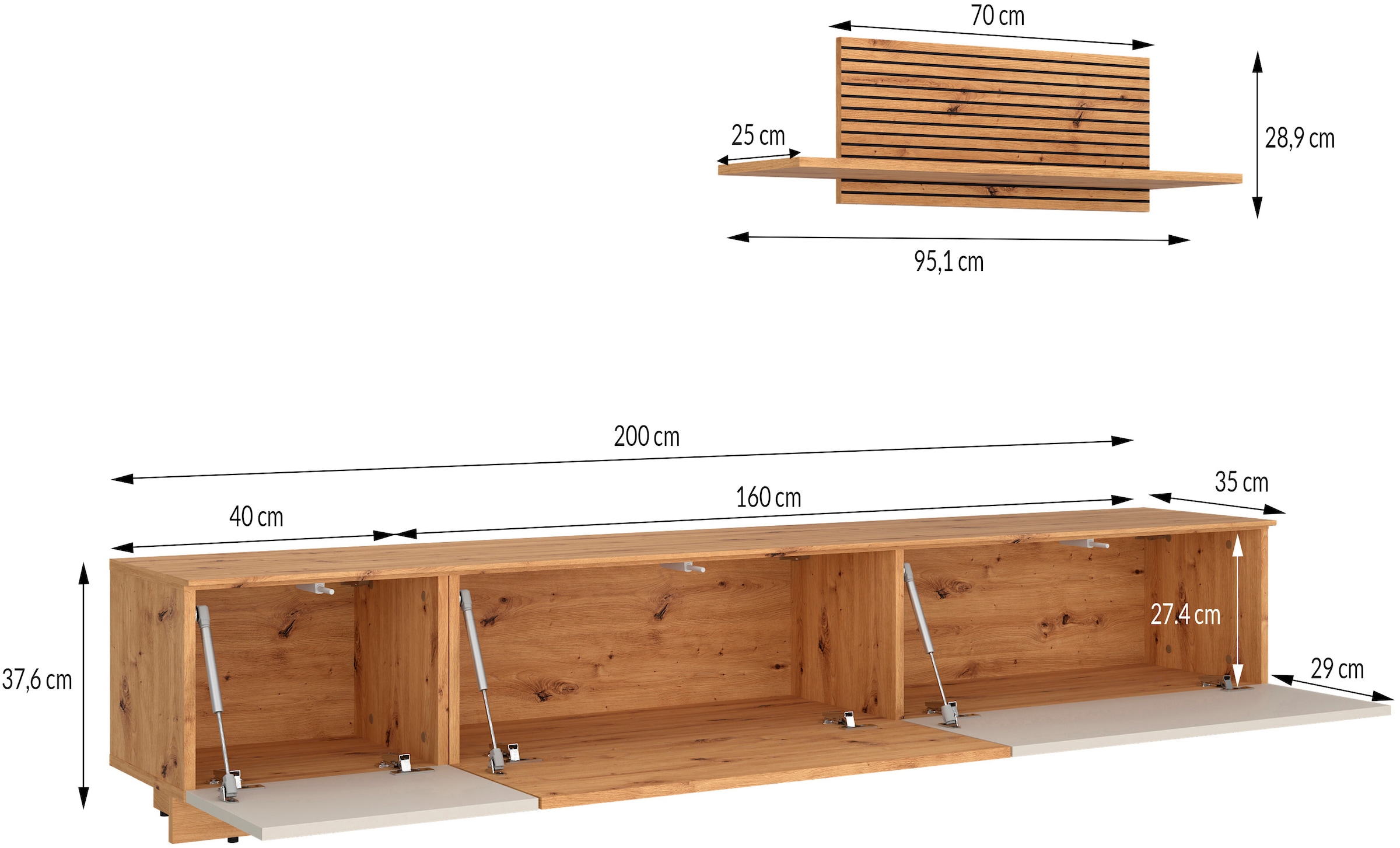 GOODproduct Wohnwand »Paroli, mit Lowboard und Paneel«