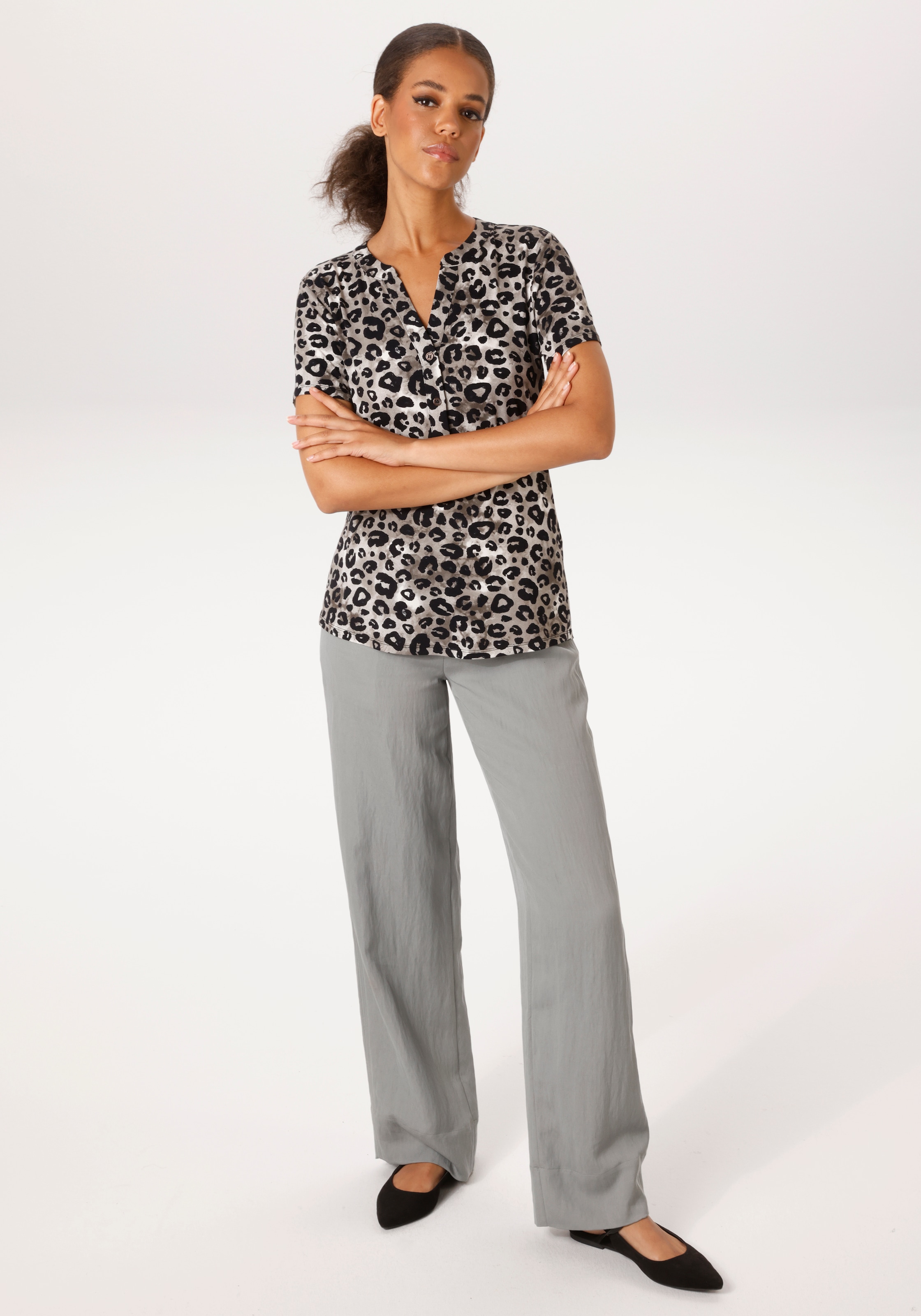 Aniston CASUAL Blouse à enfiler mit extravagantem Animal-Print- jedes Teil ein Unikat- NEUE KOLLEKTION