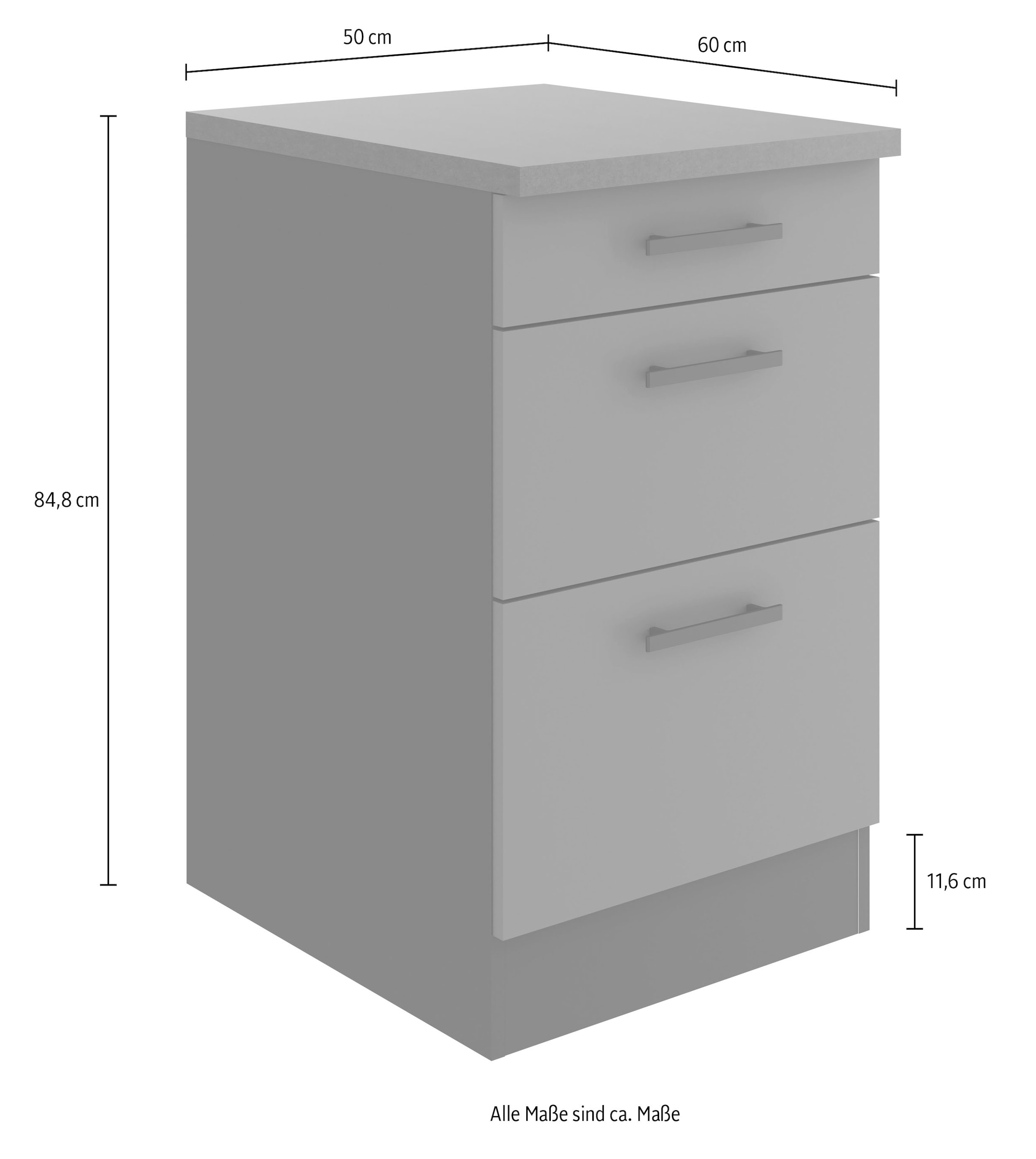 OPTIFIT Unterschrank »Palma« Breite 50 cm, mit 3 Schubkästen