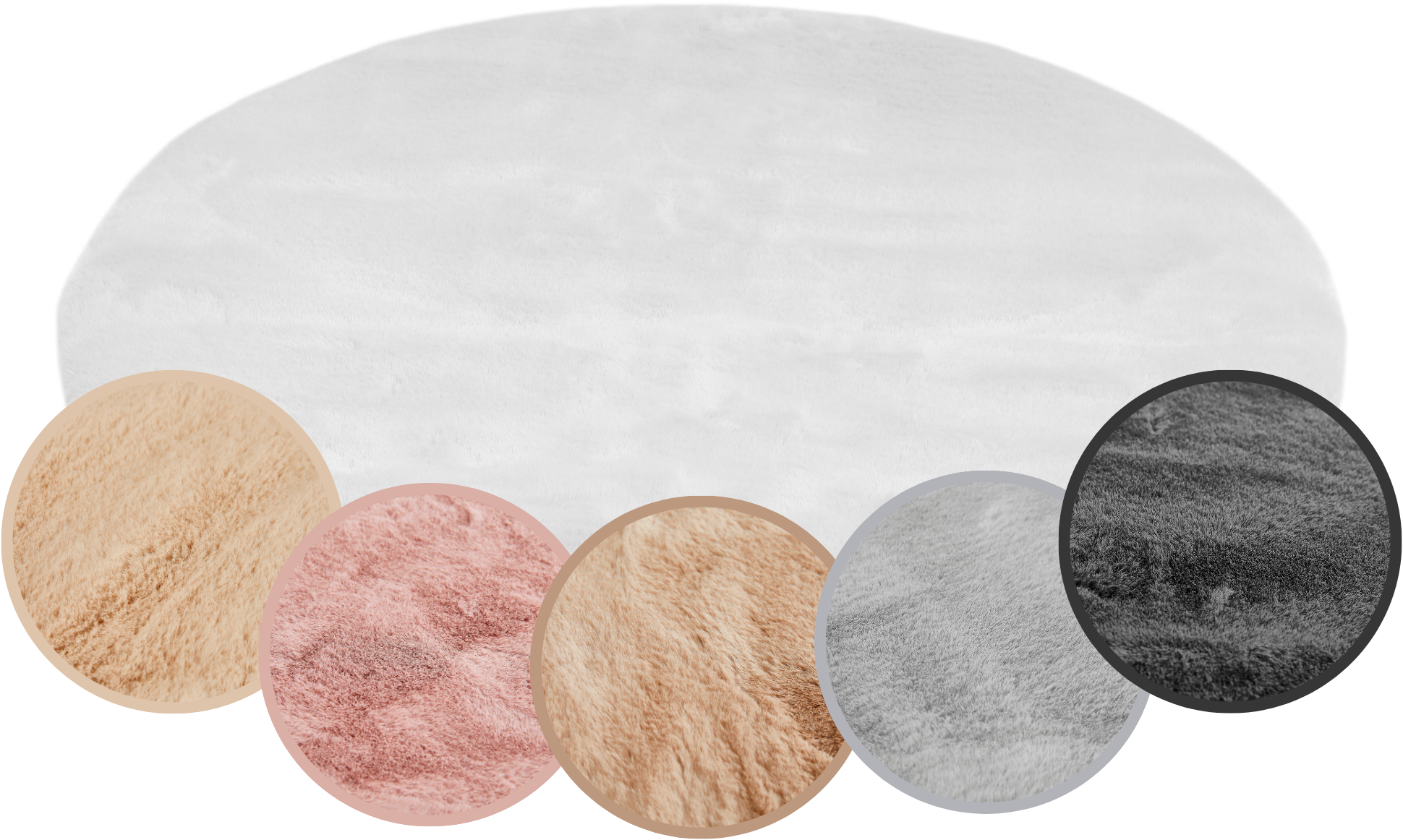 my home Hochflor-Teppich »Lugano« rund 30 mm Höhe Kunstfell, Uni Farben, sehr weich & kuschelig