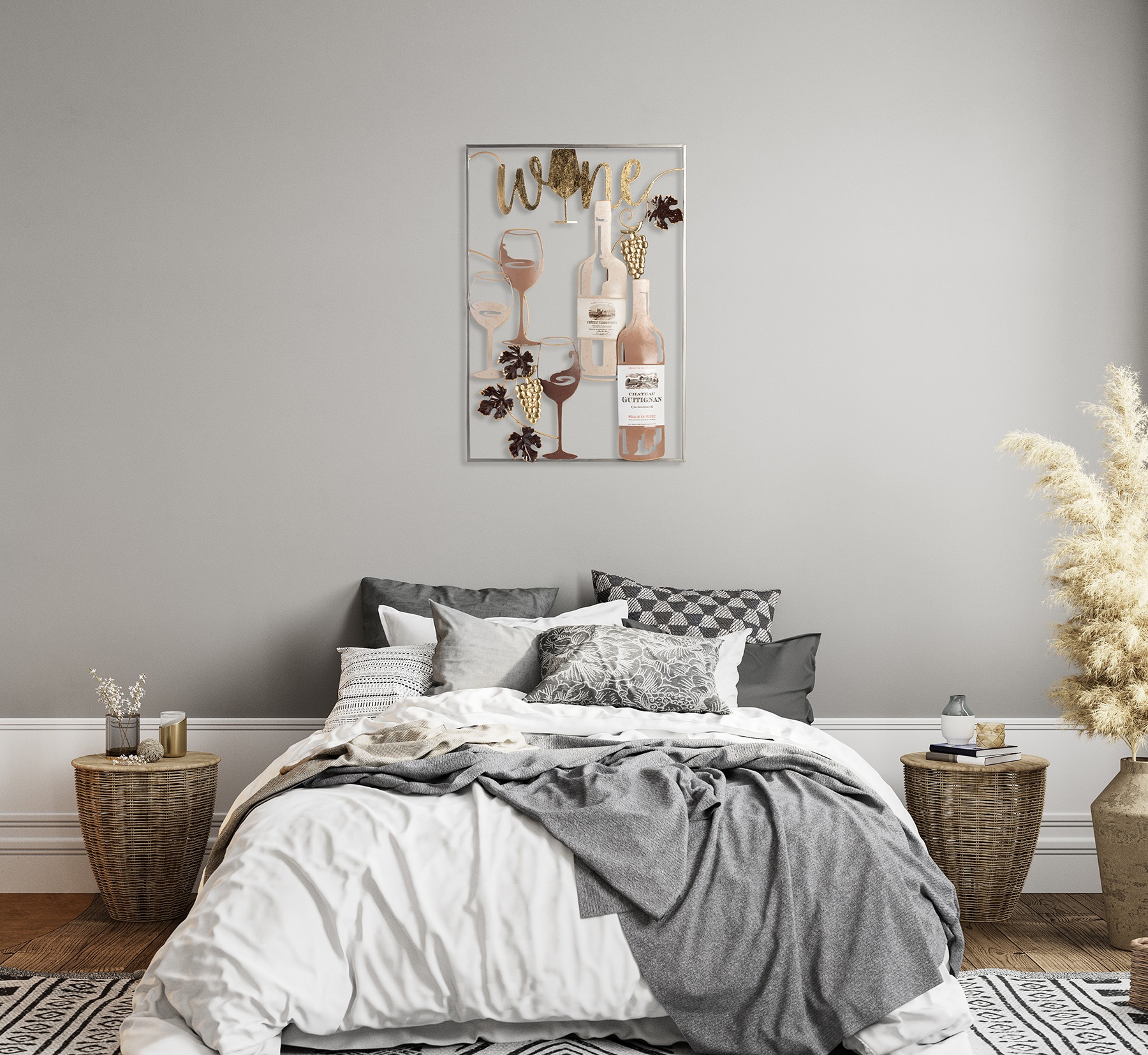 Bönninghoff Tableau métallique »51x74 cm – Deko modern« Boissons | Images de vin | Vin décoration murale
