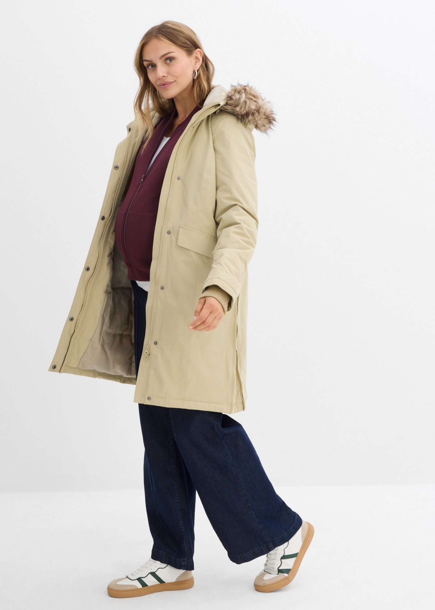 bonprix Manteau de grossesse avec insert de portage amovible, matelassage mi-chaud, coupe confortable