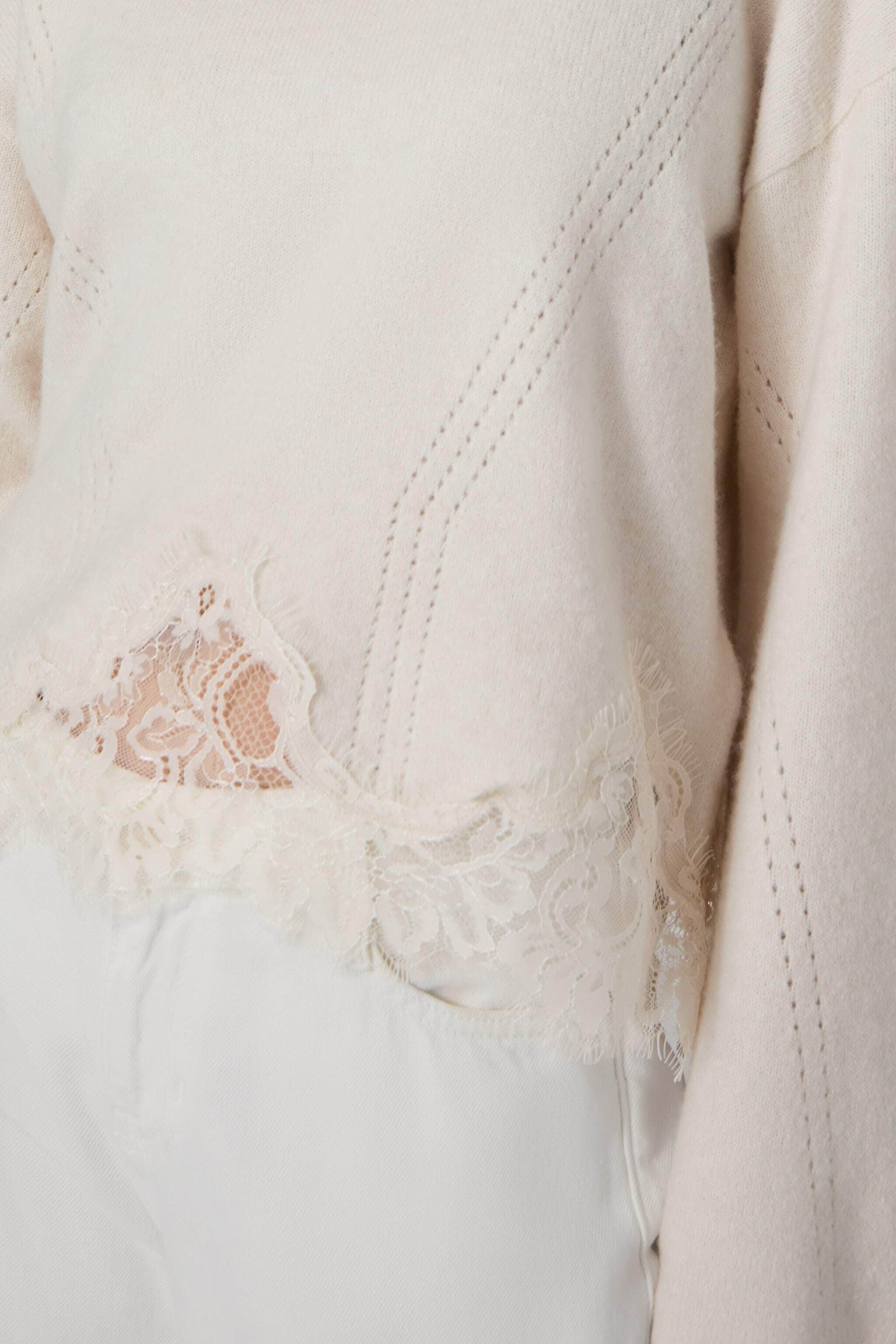 Guess Pull en tricot »LS MN HAYDEN LACE SWTR« mit Woll-Anteil, Spitzenbesatz