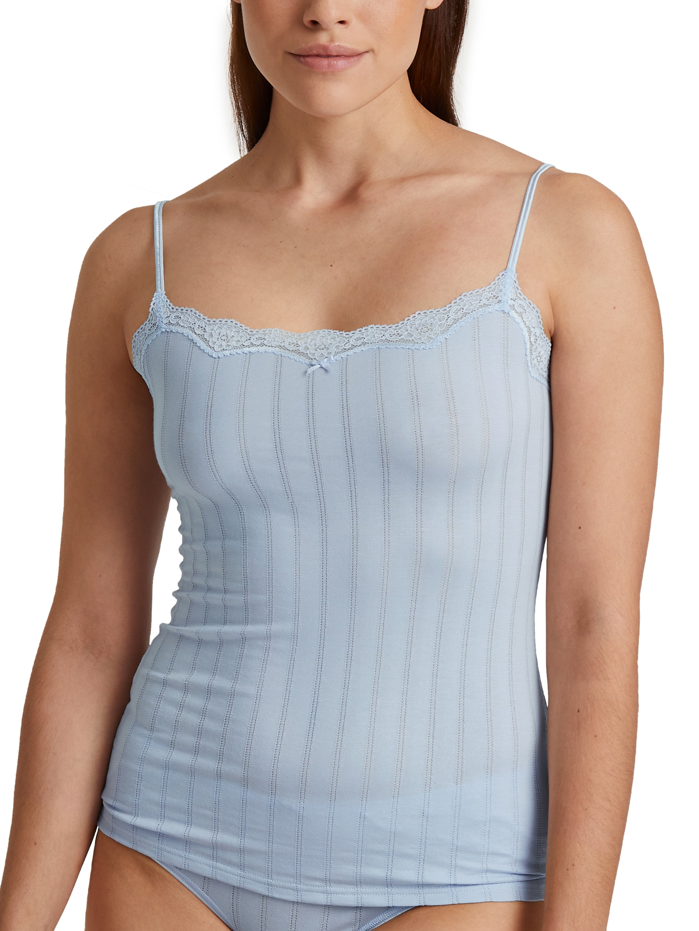 CALIDA Top à bretelles spaghetti »Etude Toujours« Nadelstreifen-Optik, Spitze, elastisch, weich, Single Jersey Qualität