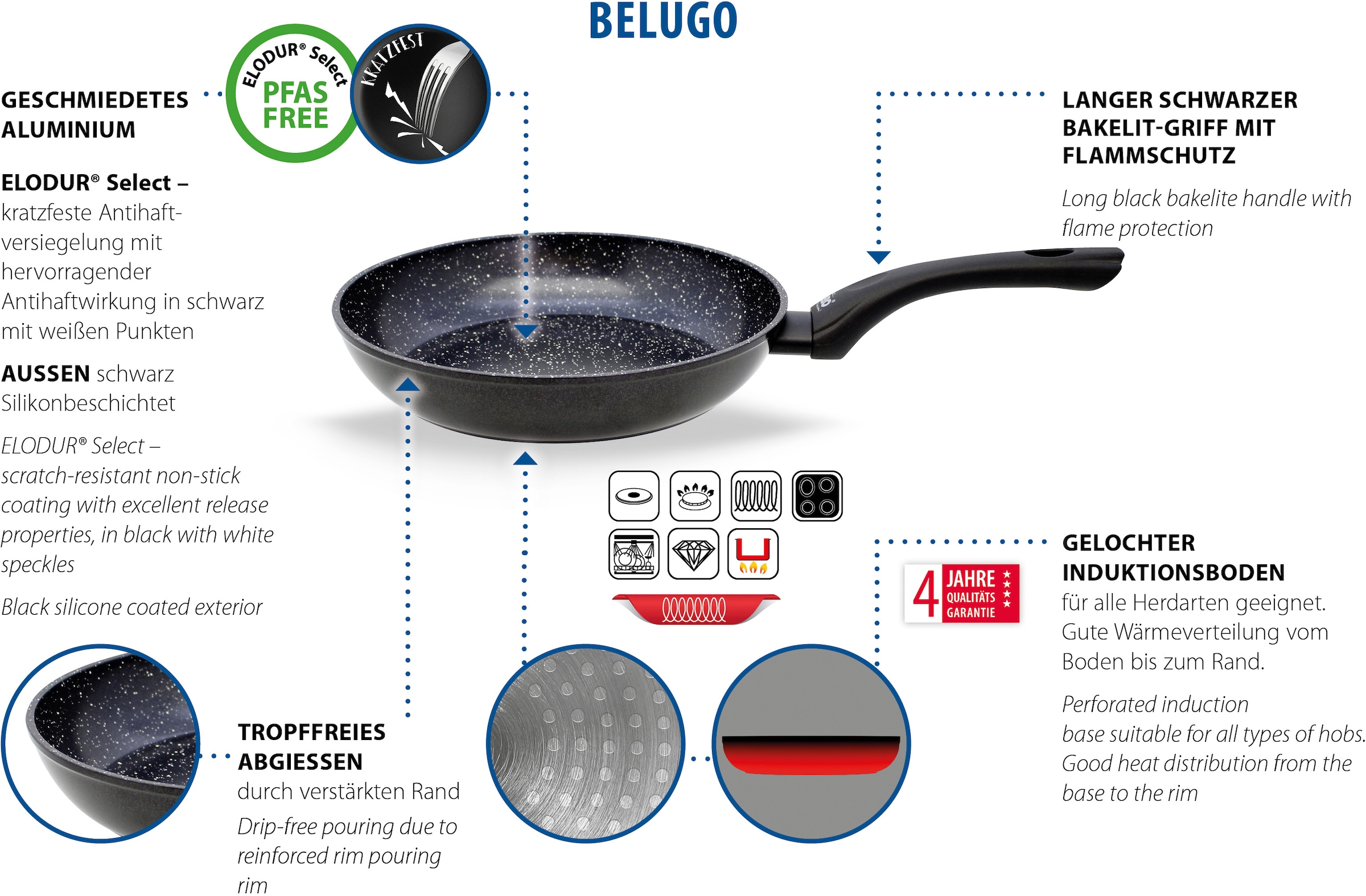 Elo Basic Set de poêles »Belugo« Aluminium Ensemble, 3 tlg. Optimierte Wandstärke