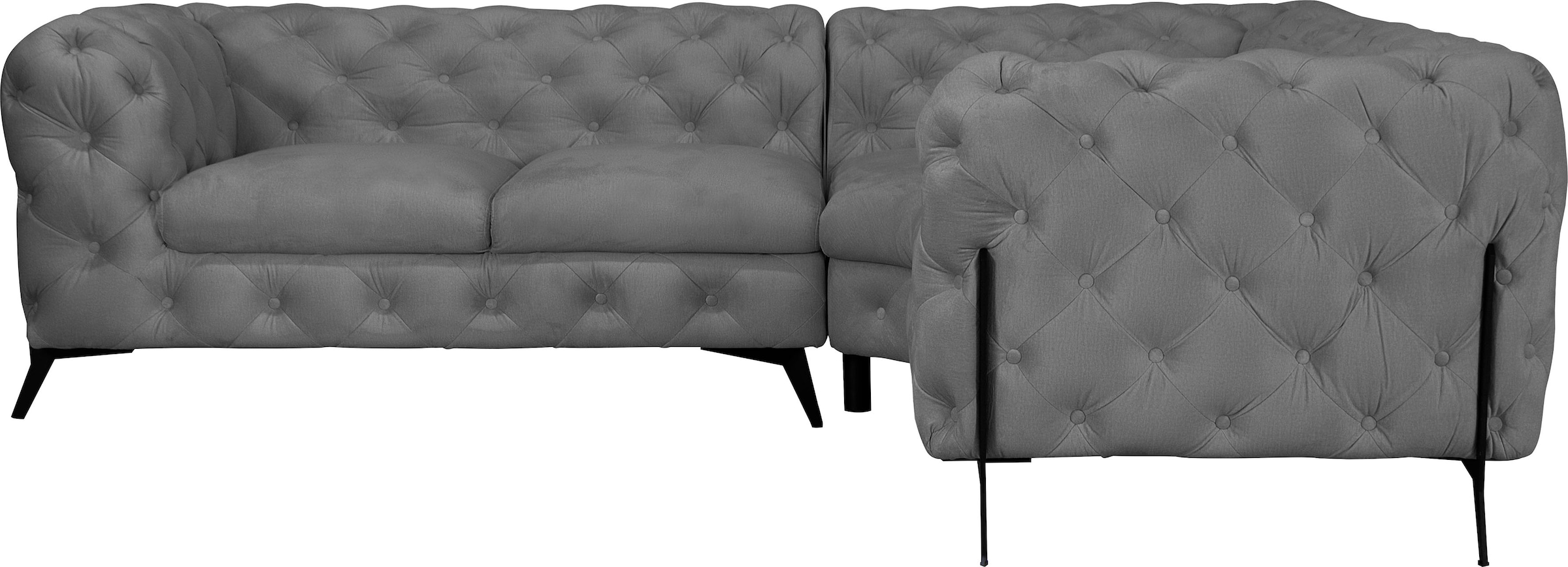 Home affaire Chesterfield-Sofa »Amaury L-Form« Chesterfield-Optik,  Breite/Tiefe je 262 cm, Fussfarbe wählbar