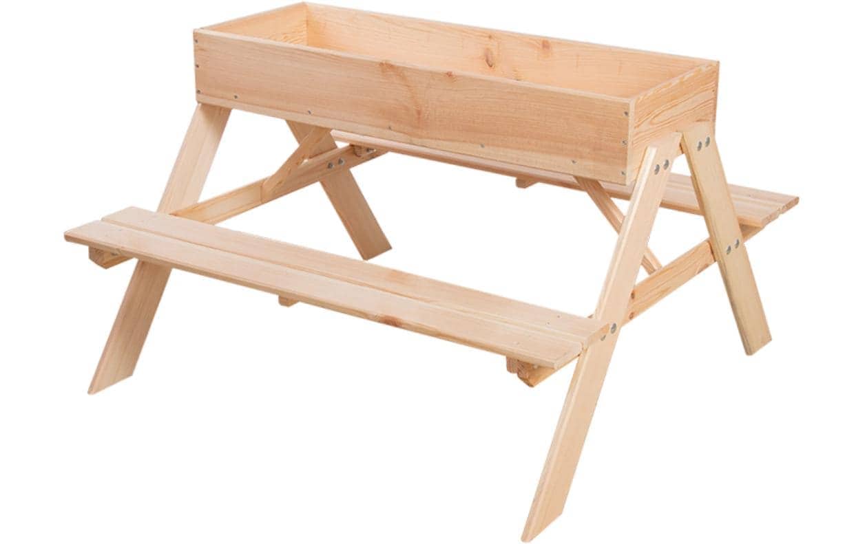 esschert design Bac à sable »Picknicktisch mit Sandkasten Holz 93 x 88 x 60 cm«