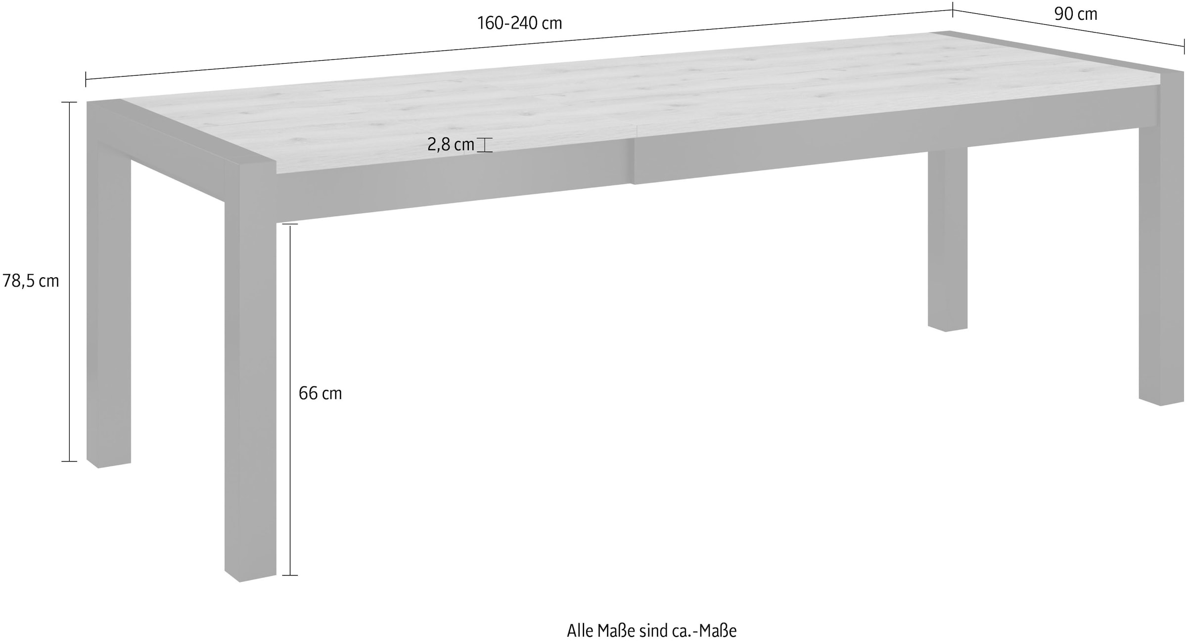 Home affaire Table de salle à manger »Aktiv« (B/T/H): 160-240/90/78,5 cm, Ausziehbar von 160 cm bis 240cm