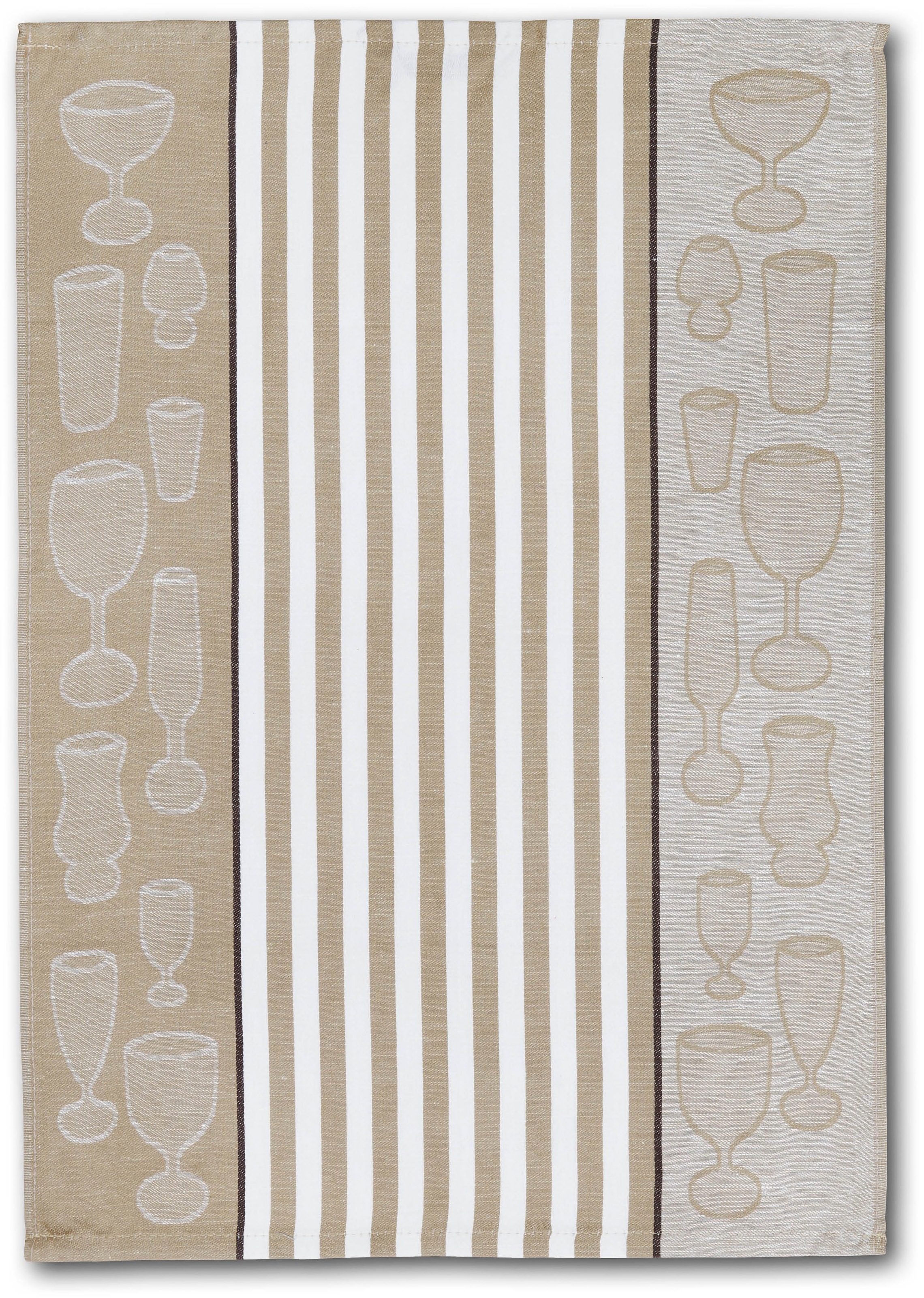 Dyckhoff Geschirrtuch »Gläser / Halbleinen« mit Gläser & Streifen Motiv, Masse je Tuch ca. 50x70 cm