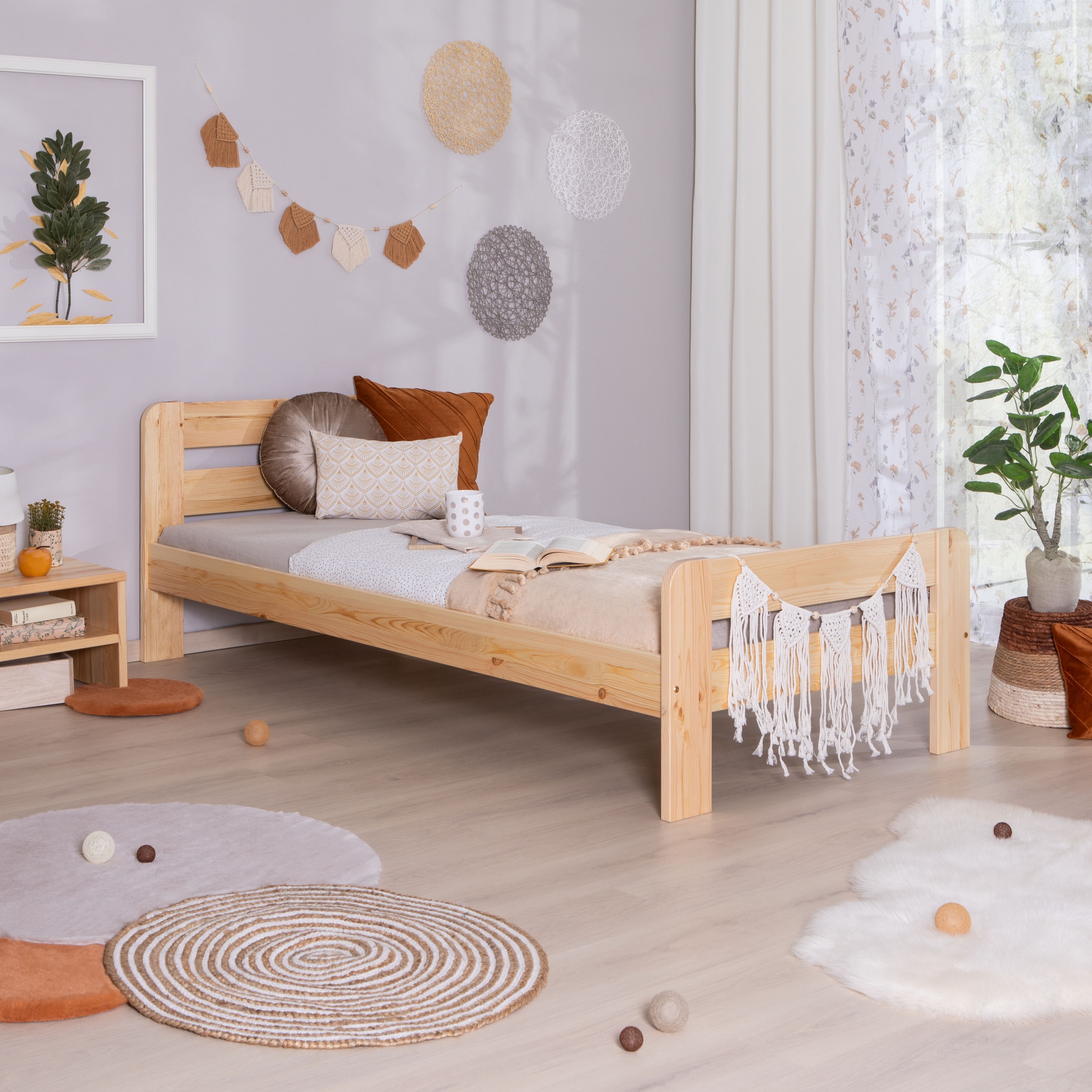 Ticaa Massivholzbett »"Bert", FSC®-zertifiziert (Kiefer), Jugendbett, mit Lattenrost« 90x200cm, 100x200cm, 140x200cm,  ideal für das Kinder- und Jugendzimmer, Massivholz