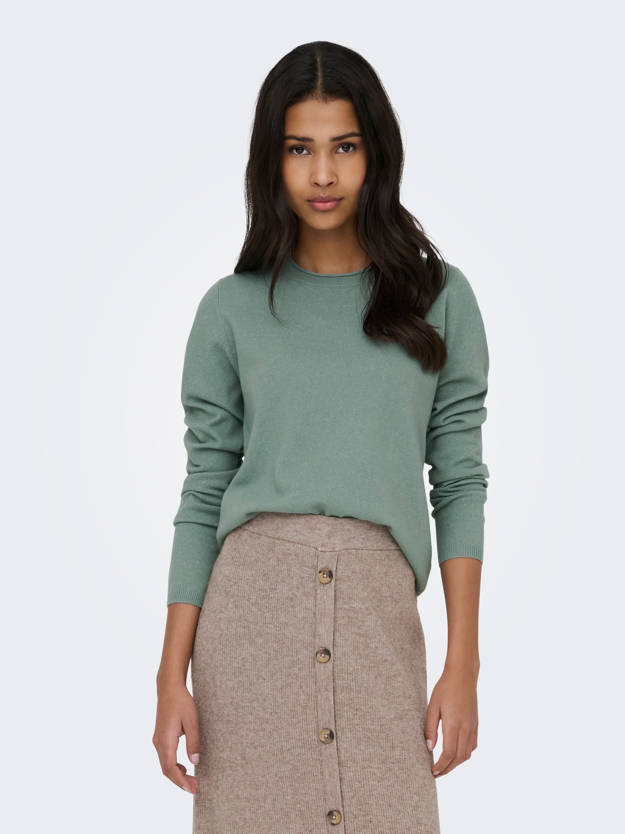 ONLY Pull en tricot »ONLLOYAL LS ONECK KNT NOOS« mélange de matériaux
