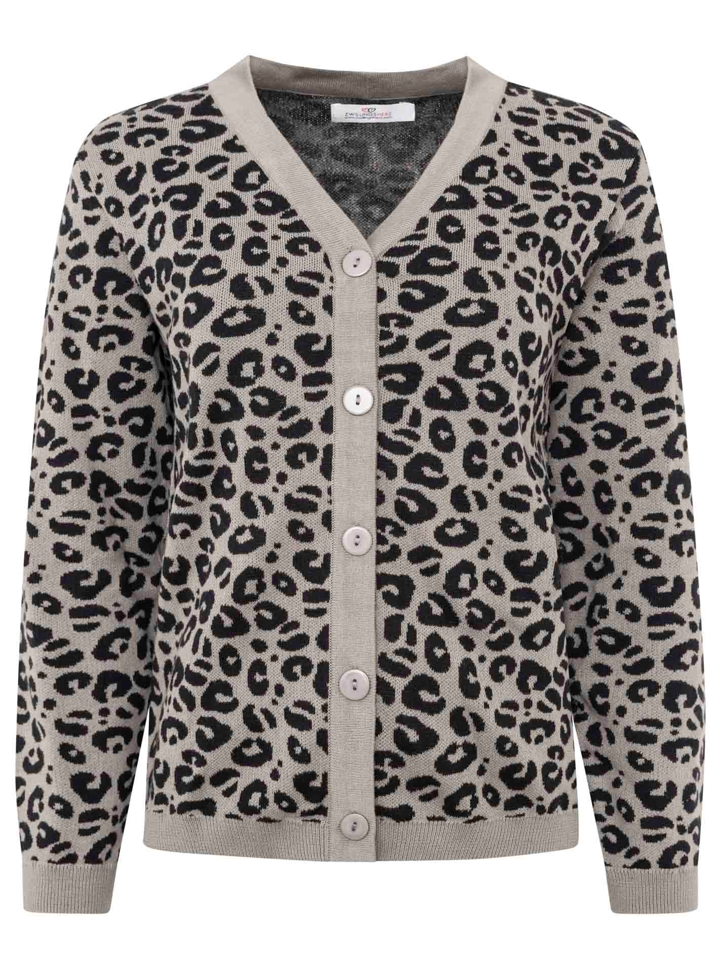 Zwillingsherz Strickjacke »"Gestrickter-Leo"« mit Knöpfen, mit Leomuster aus reiner Baumwolle