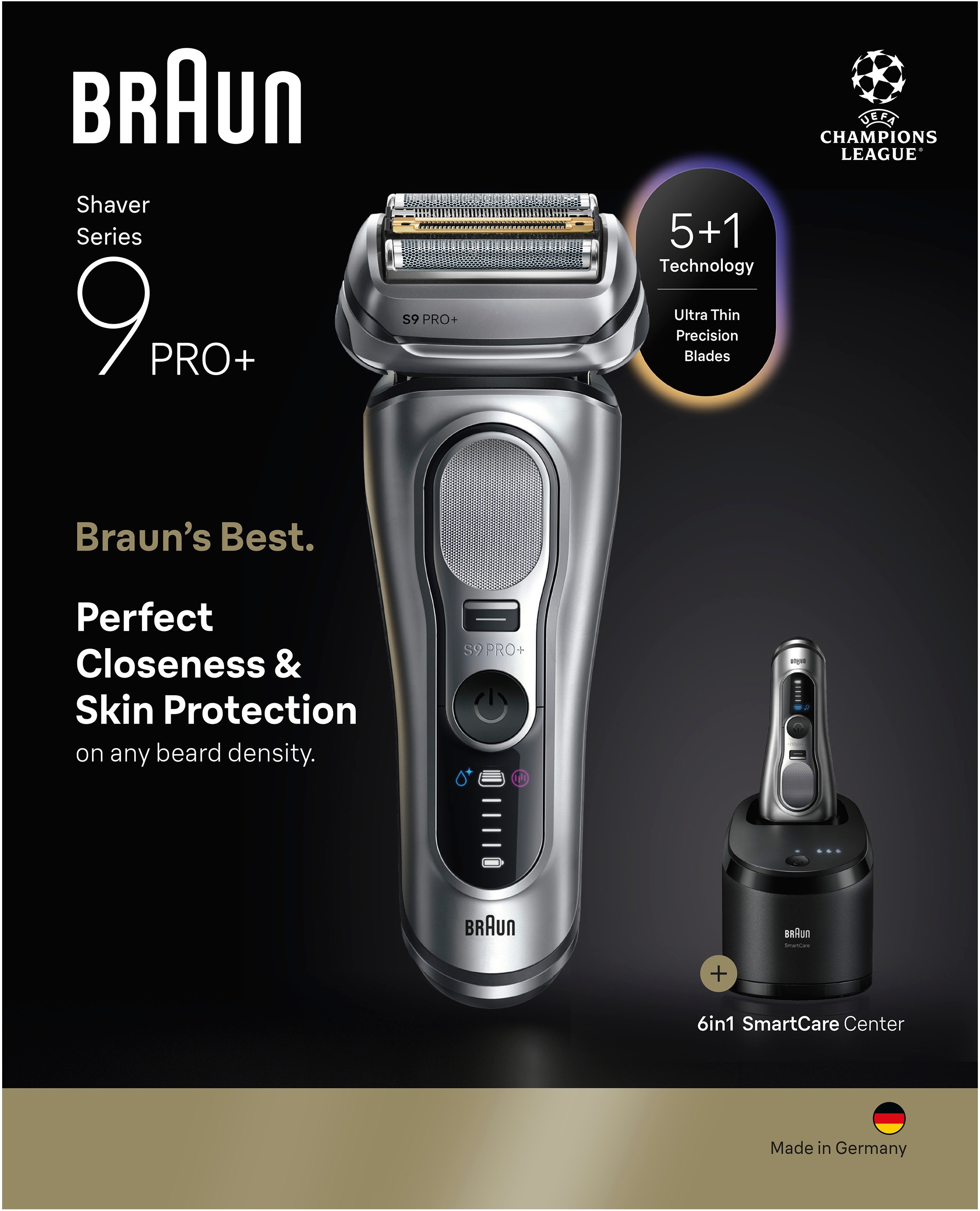 Braun Elektrorasierer »Series 9 9667cc« Smart Care Center integrierter Präzisionstrimmer Pro-SensoAdapt, SmartCare Center, 5+1 ultradünne Präzisionsklingen