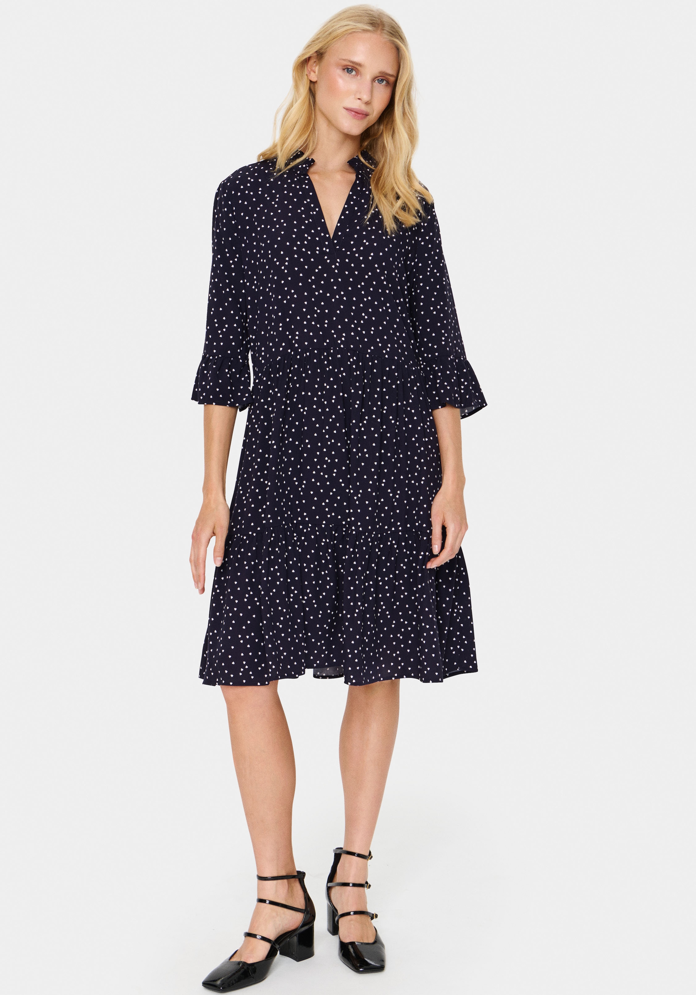 Saint Tropez Robe chemisier »EdaSZ Dress« Sommerkleid, Tunikakleid mit Volant und 3/4 Ärmel