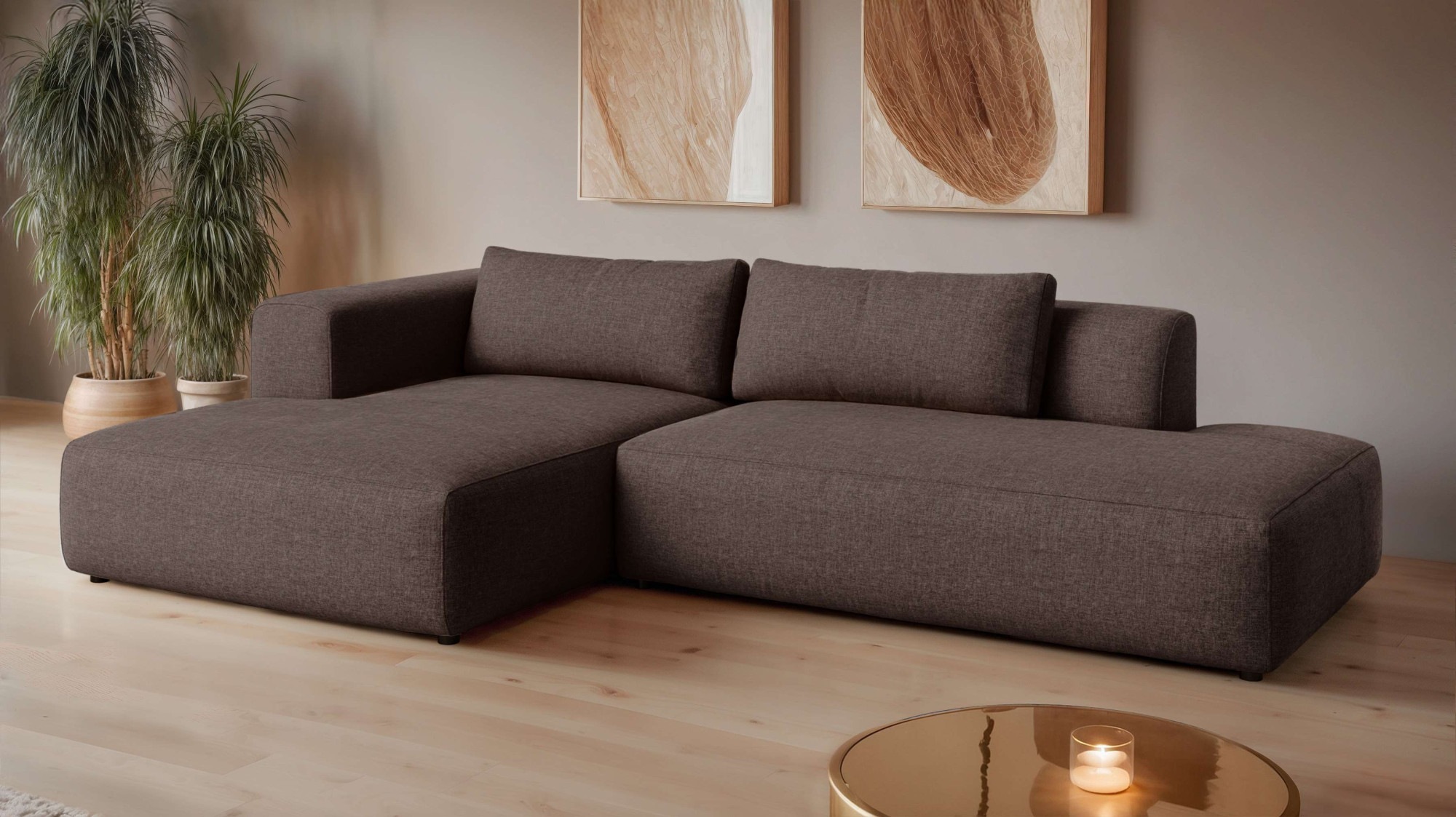 GOODproduct Canapé d'angle »TIARRA Design-Sofa mit Ottomane recht/links bestellbar, Breite 287 cm« L-Form mit hochelastischer Schaum und Wellenunterfederung