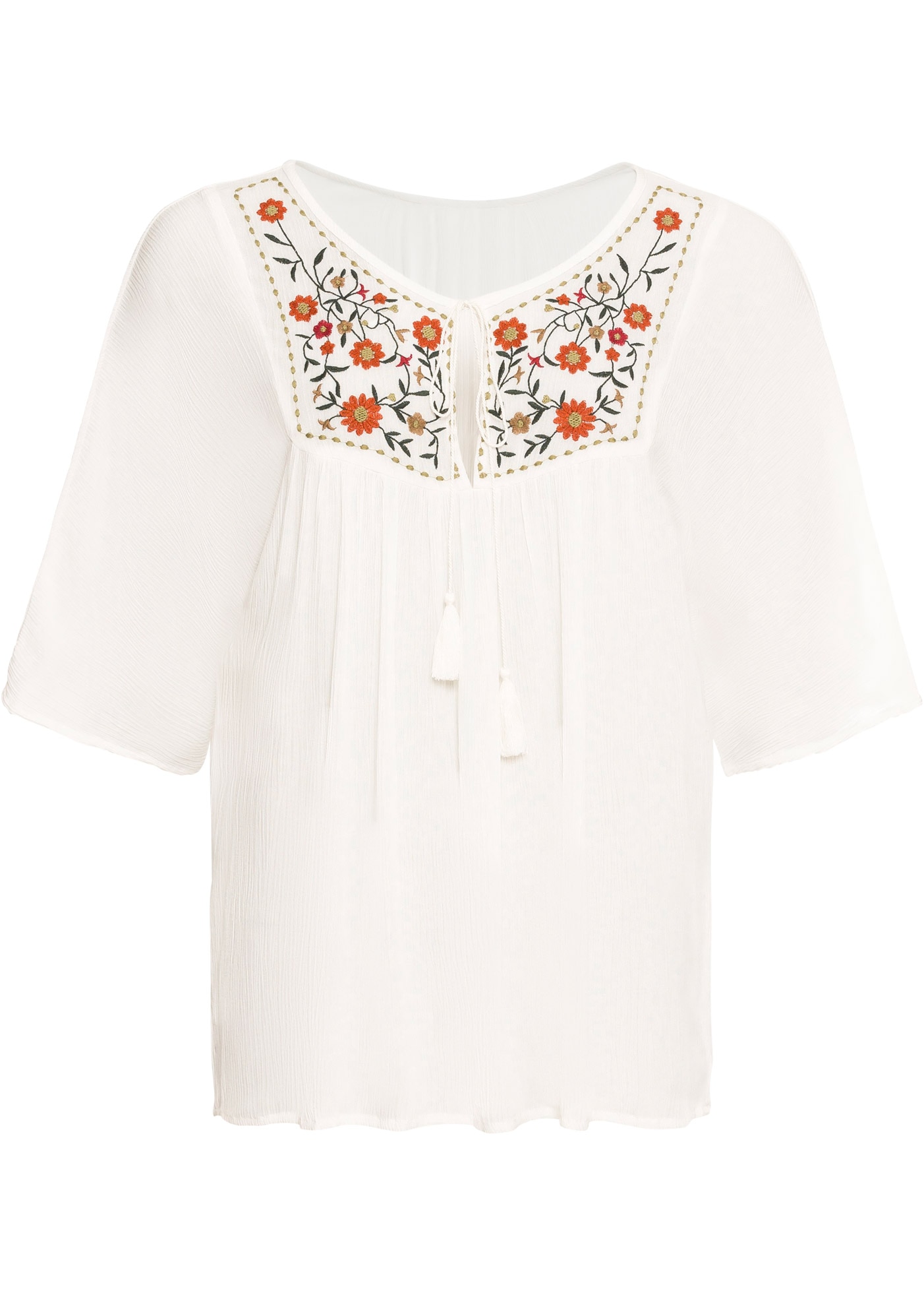 bonprix Tunique Casual Stil, A-Linie Passform, Kurzarm-Design, mit Stickerei