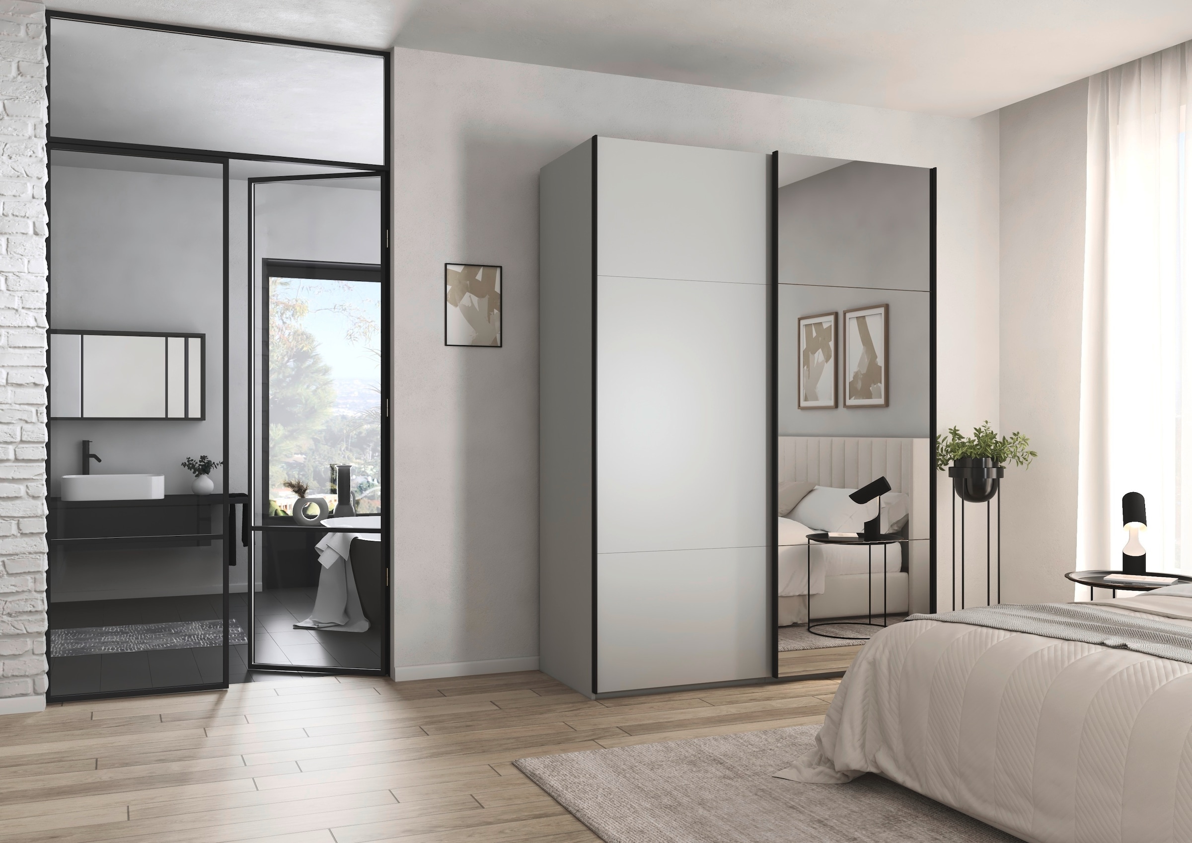 rauch Schwebetürenschrank »Kleiderschrank Schrank Garderobe Schlafzimmerschrank CONTIDO« 3 verschiedene Ausstattungen BASIC/CLASSIC/PREMIUM (inkl. SOFT-CLOSE),  aus hochwertigem Material in 6 Breiten 2 Griff-Farben MADE IN GERMANY
