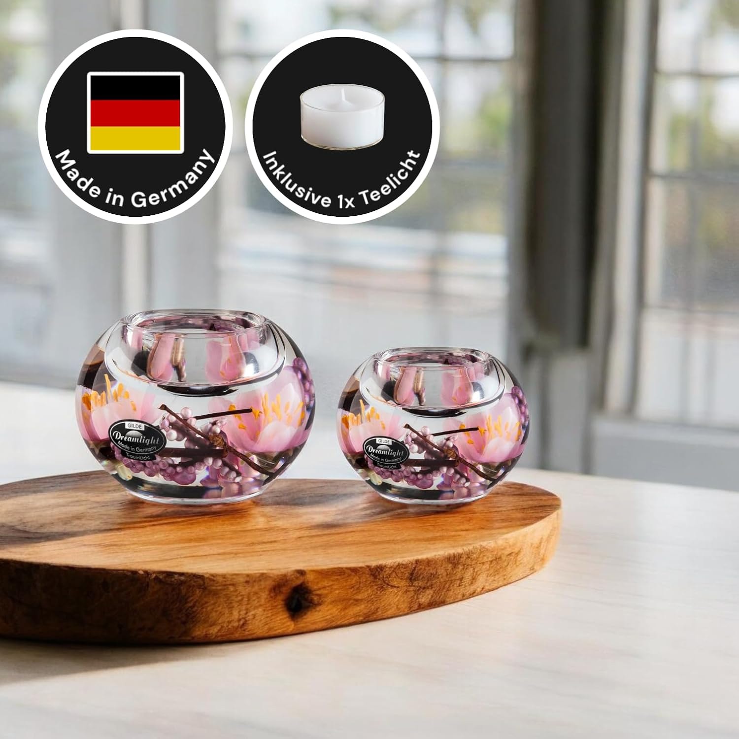 GILDE Teelichthalter »Dreamlight« Teelichtleuchter  Hanamy - Mercur Smart + Mercur, rosa, Handarbeit