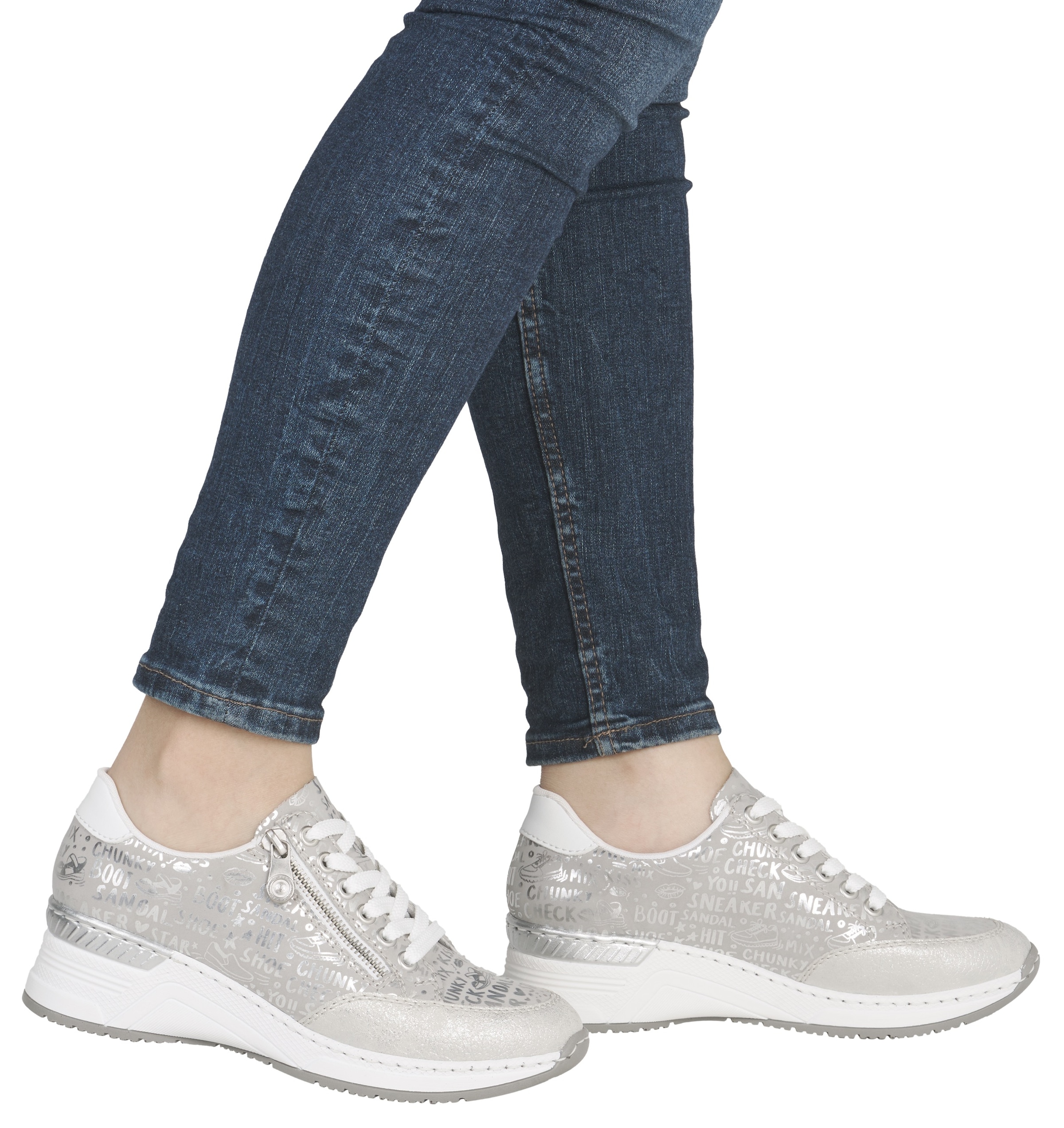 Rieker Sneakers  mit Lettern bedruckt, Freizeitschuh, Halbschuh, Schnürschuh