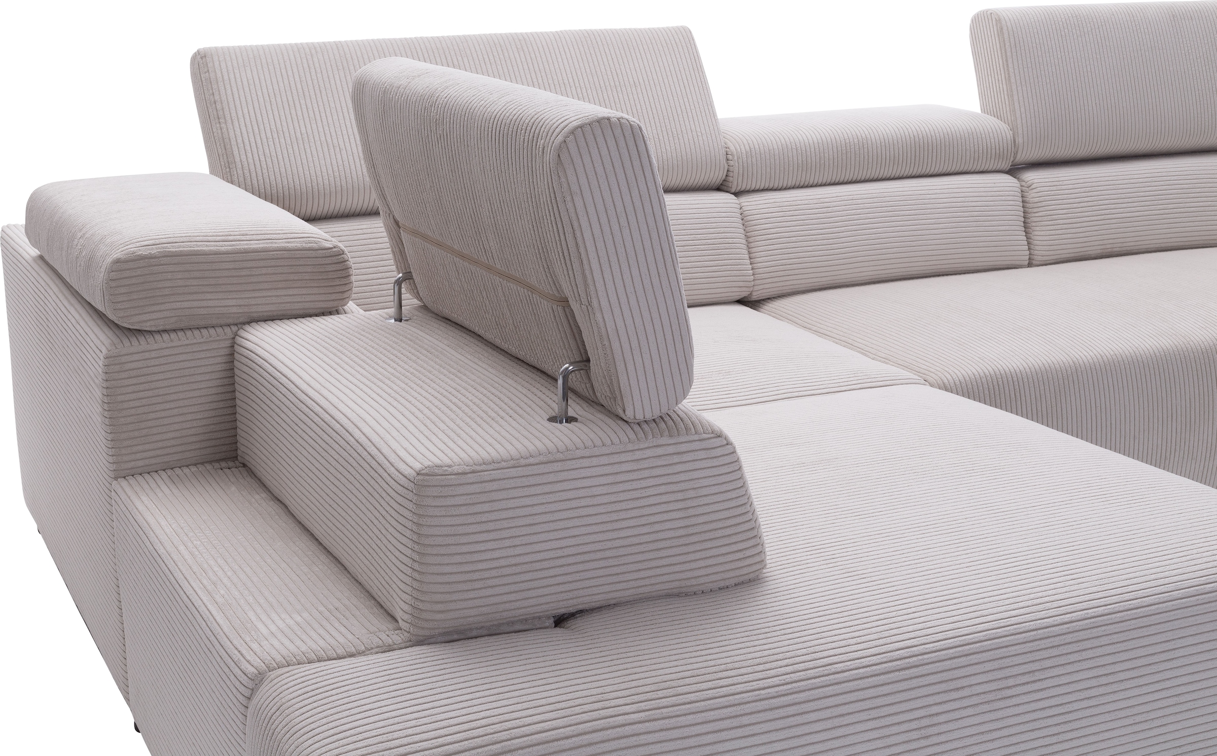 exxpo - sofa fashion Canapé d'angle »VITTORIO mit Komfortfunktionen, bequem und modern, Cord, L-Form« inkl. Kopfteil- und Sitztiefenverstellung, wahlweise mit Bettfunktion