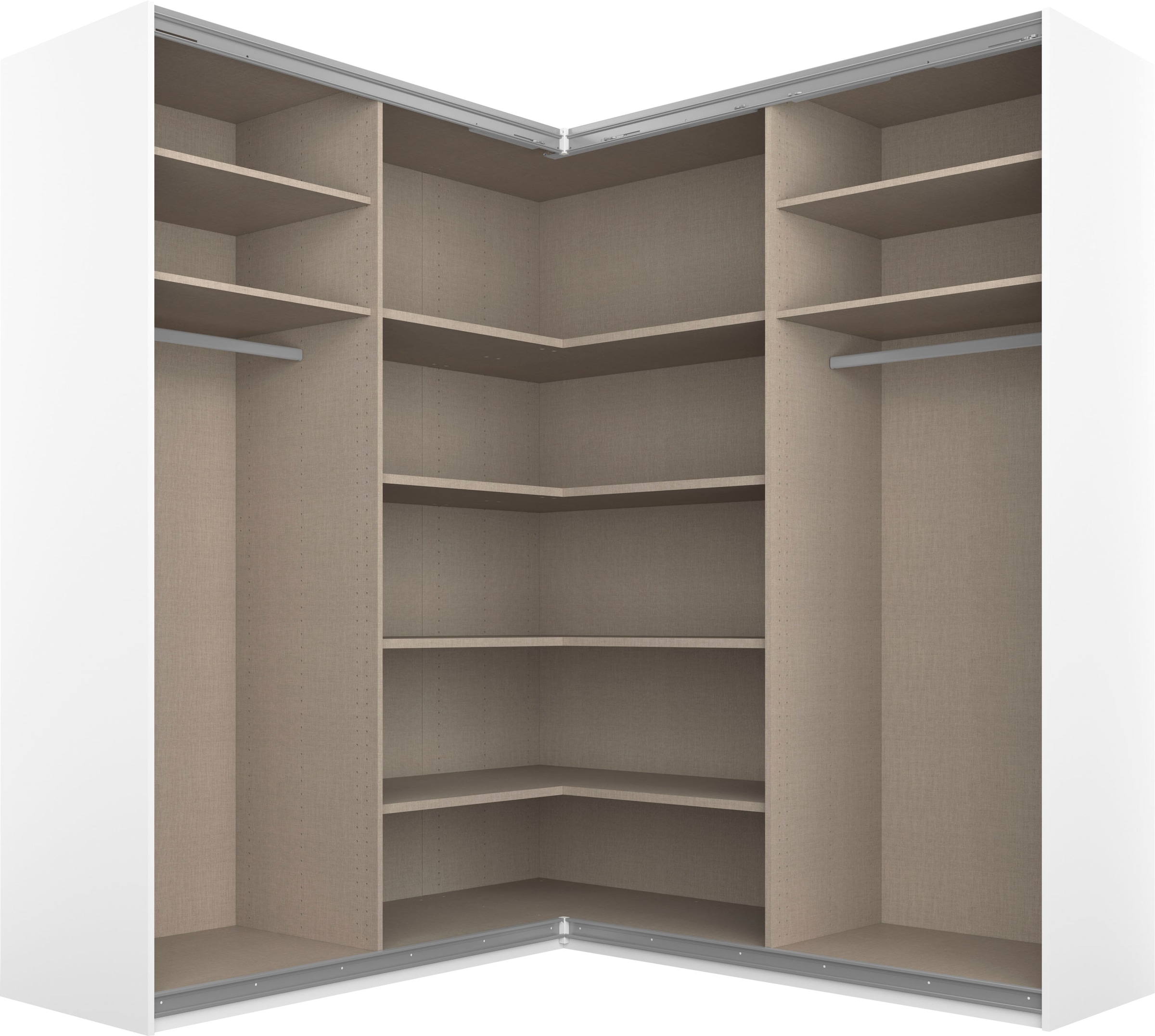 rauch 1100000002199 »Schrank Garderobe Eckkleiderschrank QUADRA Front in Dekor/Hochglanz« in den Höhen 210/229 cm, inkl. Soft-Close-Funktion,  grosser Eckschrank mit viel Stauraum, Mass 181x187 cm MADE IN GERMANY