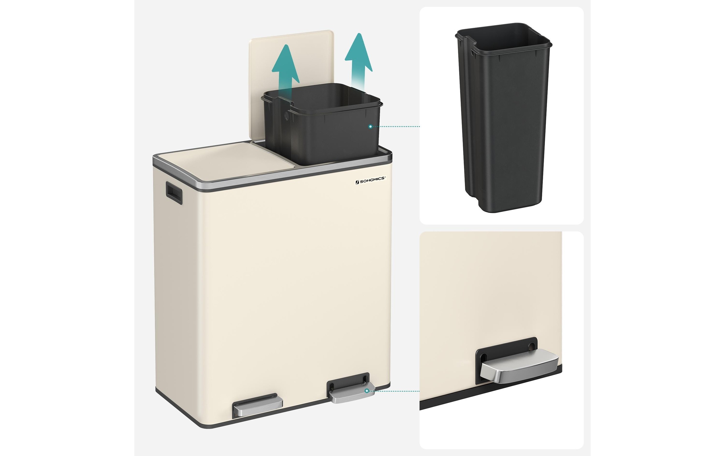 SONGMICS Poubelle »60 l« 2 Behälter