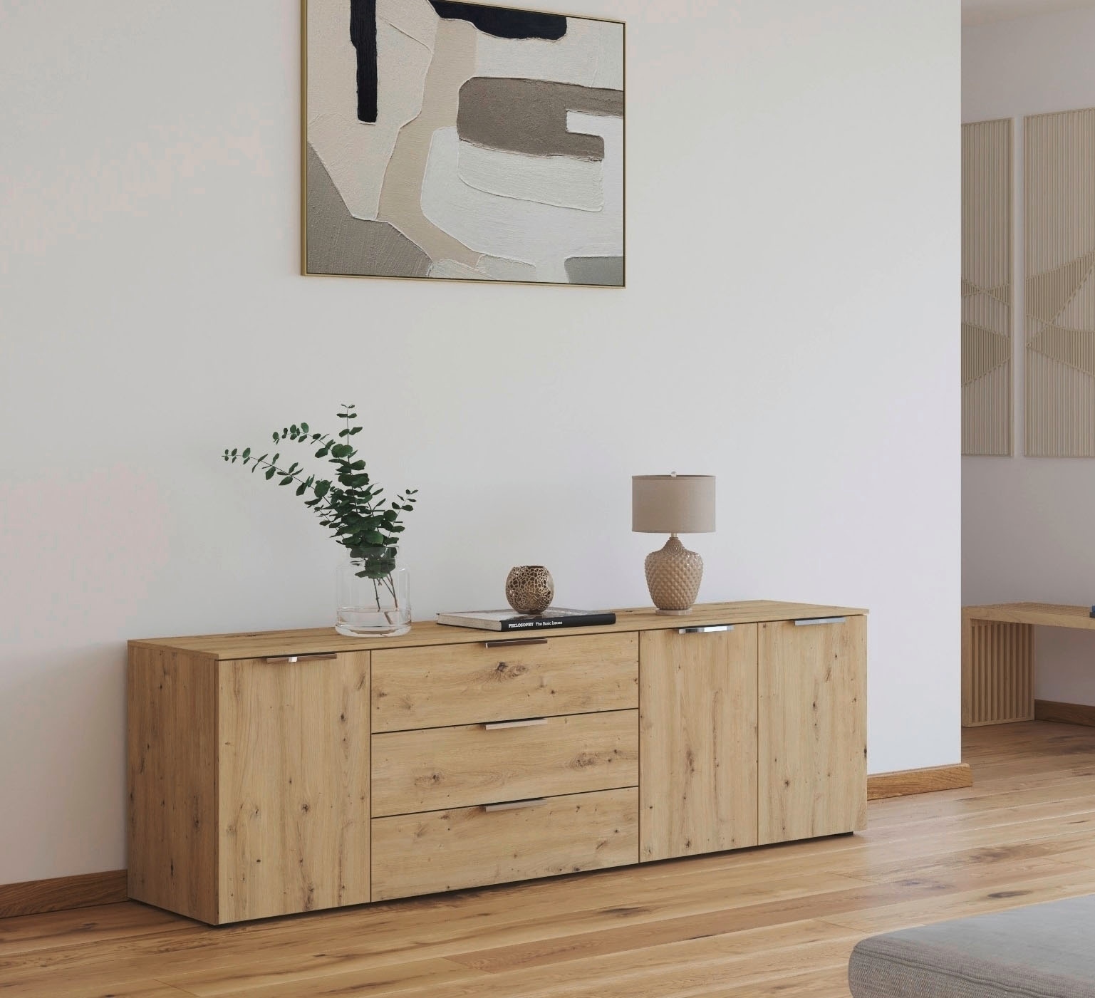 rauch Schubkastenkommode »Kommode Türkommode Sideboard Kombikommode FLIPP« Breite 200 cm mit 2 Einlegeböden,  3-türig mit  3 Schubladen und Soft-Close-Funktion