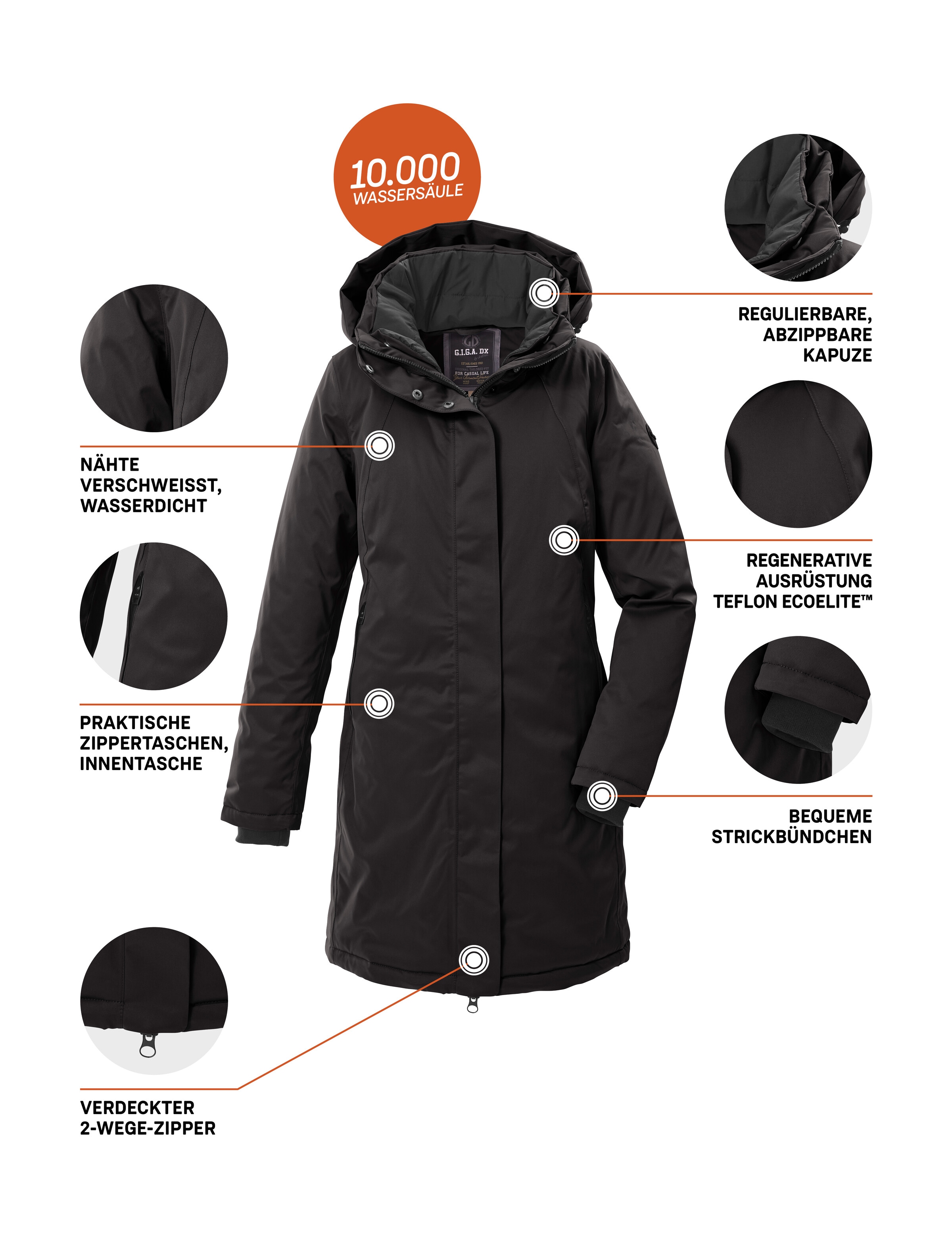 G.I.G.A. DX by killtec Parka »GW 93 WMN PRK« imperméable, respirant, fermeture éclair 2 voies