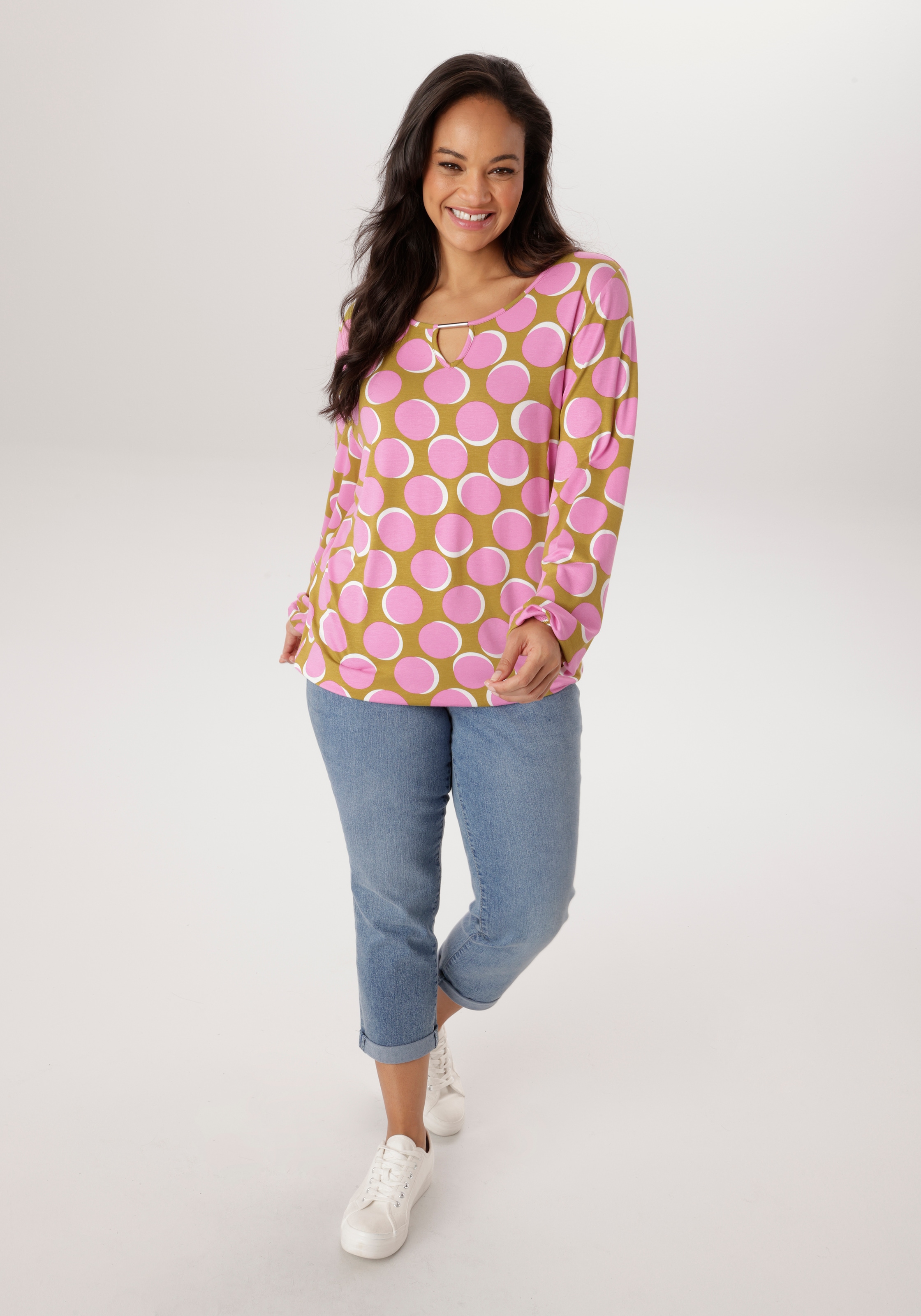 Aniston PLUS T-shirt à manches longues mit grossflächiger Druck - NEUE KOLLEKTION