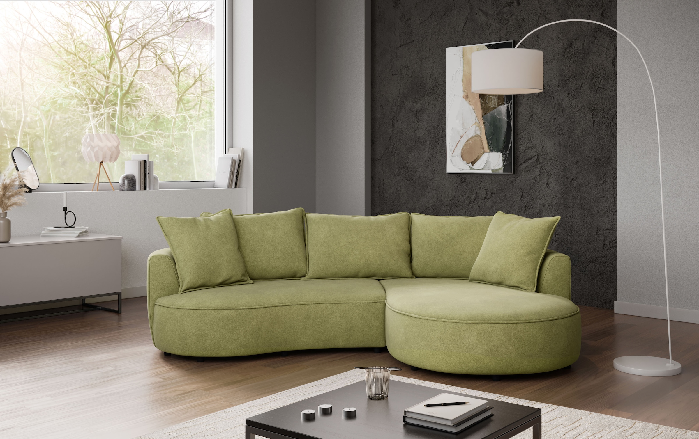 COTTA Canapé d'angle »Sana L-Form, Breite 260 cm« Loungesofa mit Wellenunterfederung