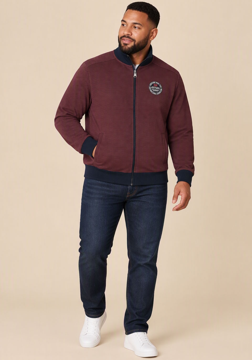 Man's World Plus Sweatjacke Regular Fit, mit normaler Länge, Langarm, aus Baumwolle und Polyester
