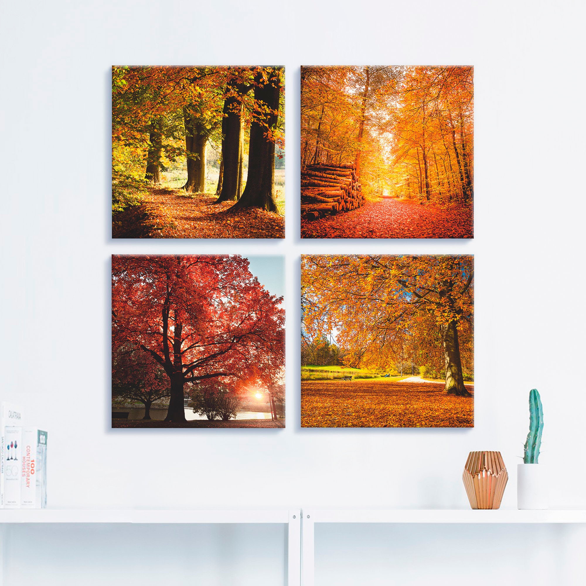 Artland Leinwandbild »Herbstlandschaft« Bäume 4 Stk. tlg. 4er Set, verschiedene Grössen