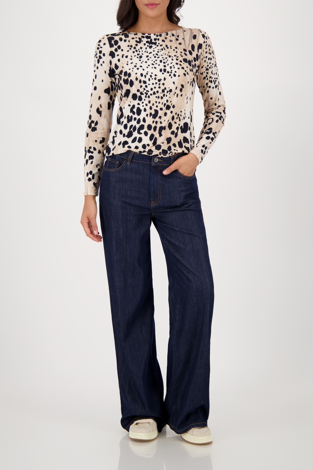 Monari Langarmshirt »Shirt Leo allover« Regular fit mit Rundhalsausschnitt