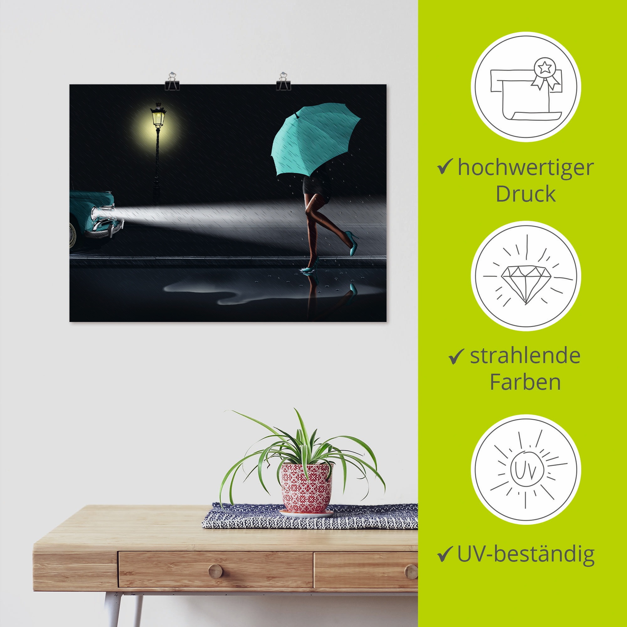 Artland Wandbild »Verregneter Tag 2« Frau 1 Stk. tlg. als Leinwandbild, Poster in verschied. Grössen