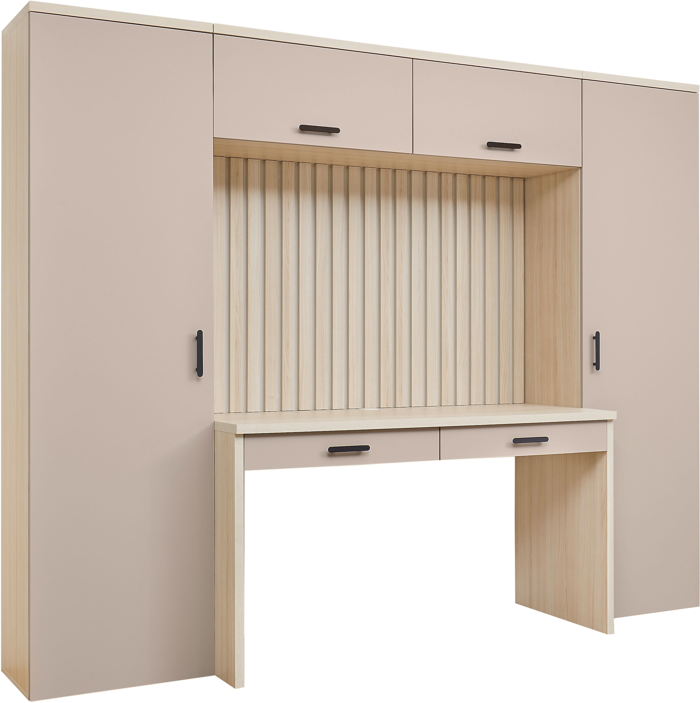 BEGA OFFICE Ensemble de meubles de bureau »Aragon Bürokombination B/H/T 250x200x60 cm« ensemble de bureau 4 pièces, revêtement mélaminé, poignées en métal
