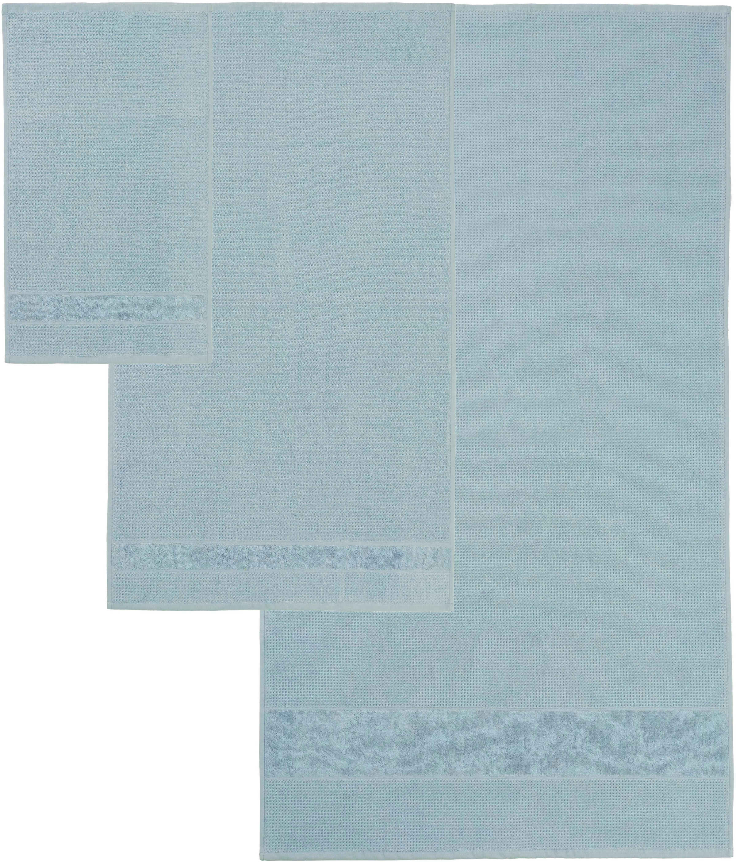 my home Handtuch Set »Kimi, Duschtuch, Handtücher und Gästetücher« Set 5 Walkfrottee 100% Baumwolle, einfarbig, weich, mit Bordüre, besondere Struktur