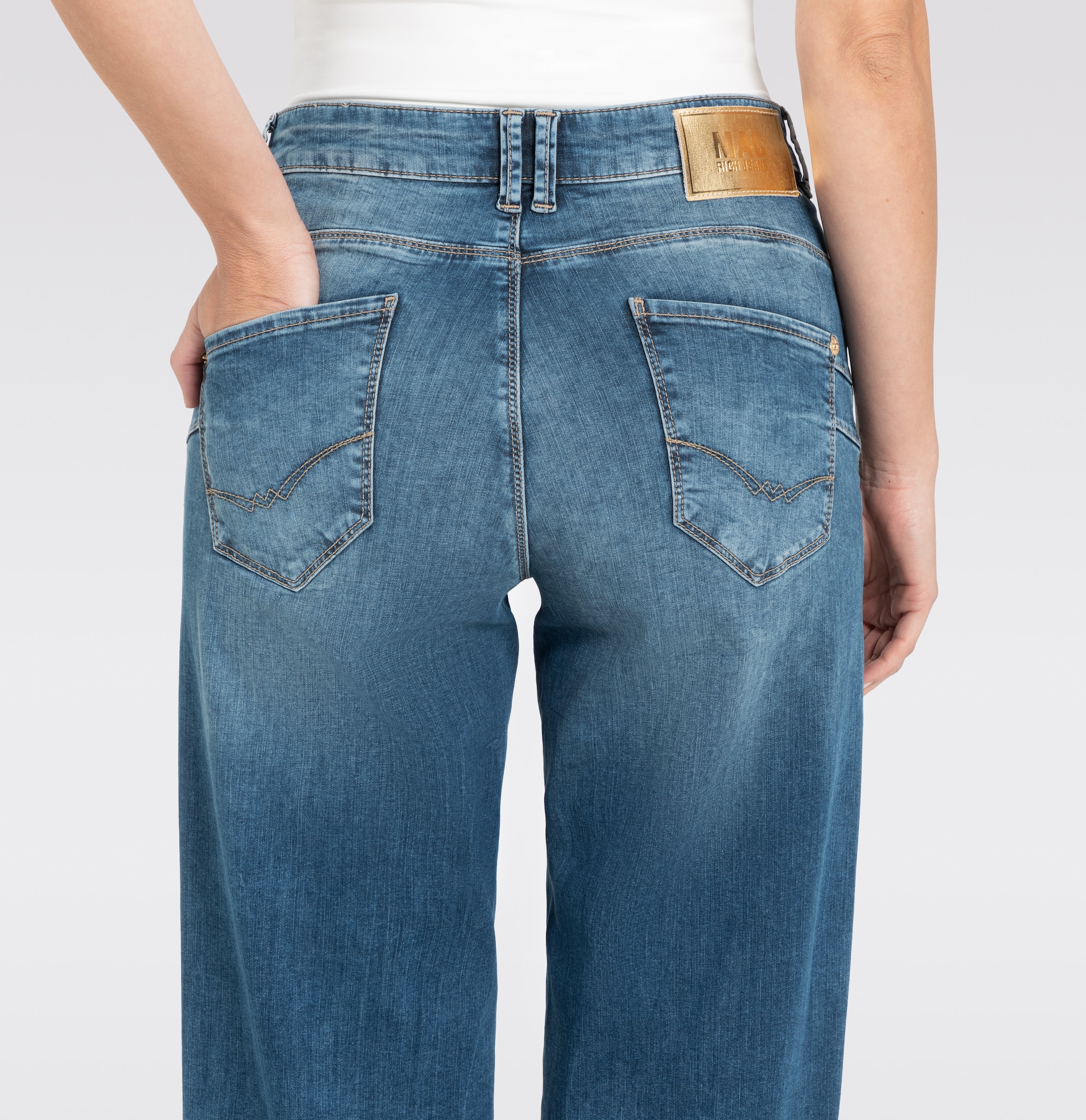 MAC Stretch-Jeans »RICH PALAZZO« Naht-Details an den Gesässtaschen