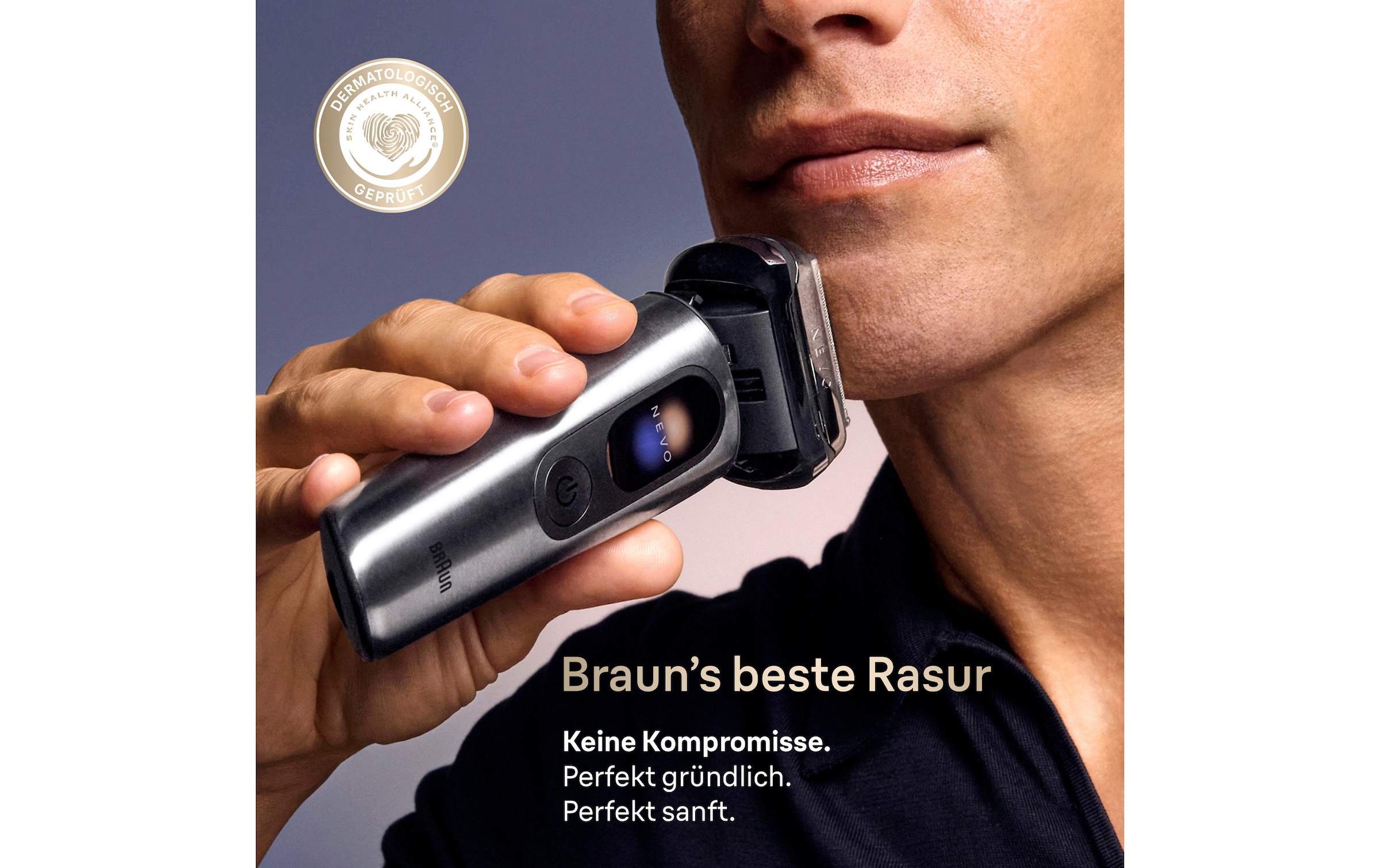 Braun »NEVO 11000cc« station de nettoyage SmartClean Plus Tondeuse de précision intégrée AeroTouch, écran intelligent, système de soin 7-en-1, étui de voyage, argent