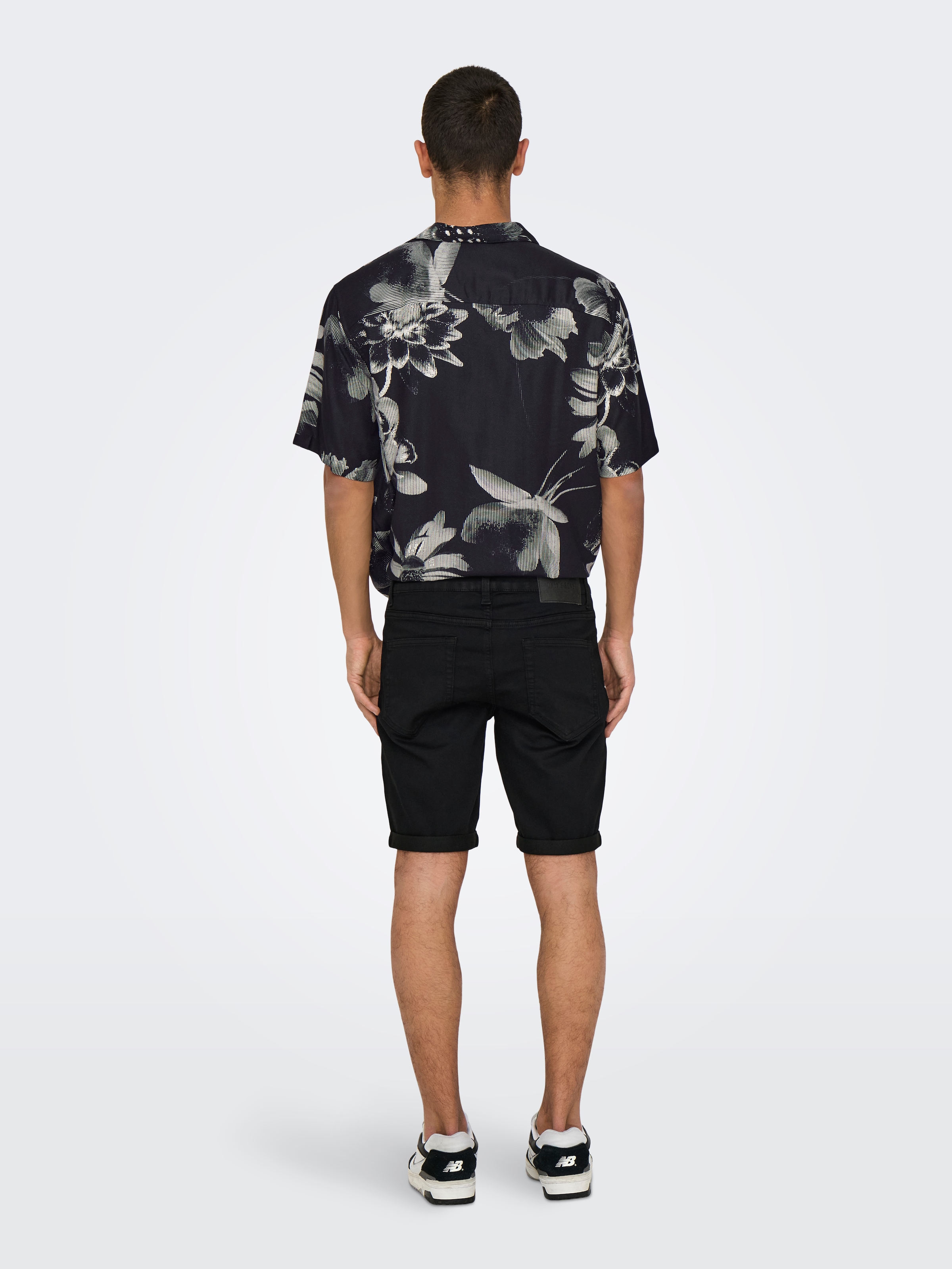 ONLY & SONS Short en jean »ONSPLY JOG BLK 0280 PIM DNM SHORTS NOOS« mélange coton, coupe régulière