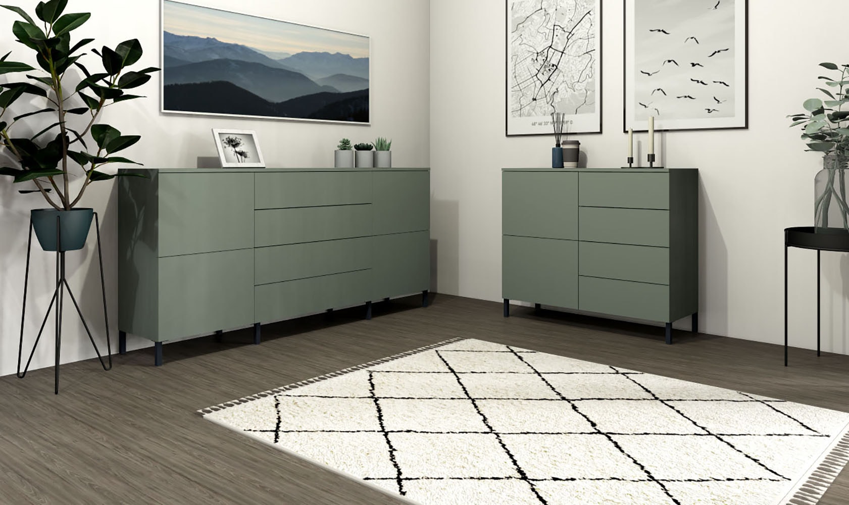 borchardt Möbel Commode »Haama, modern, grifflos, Metallfüsse, praktisch,  2 Türen« Push-To-Open, verstellbare Einlegeböden, viel Stauraum, Breite 93cm