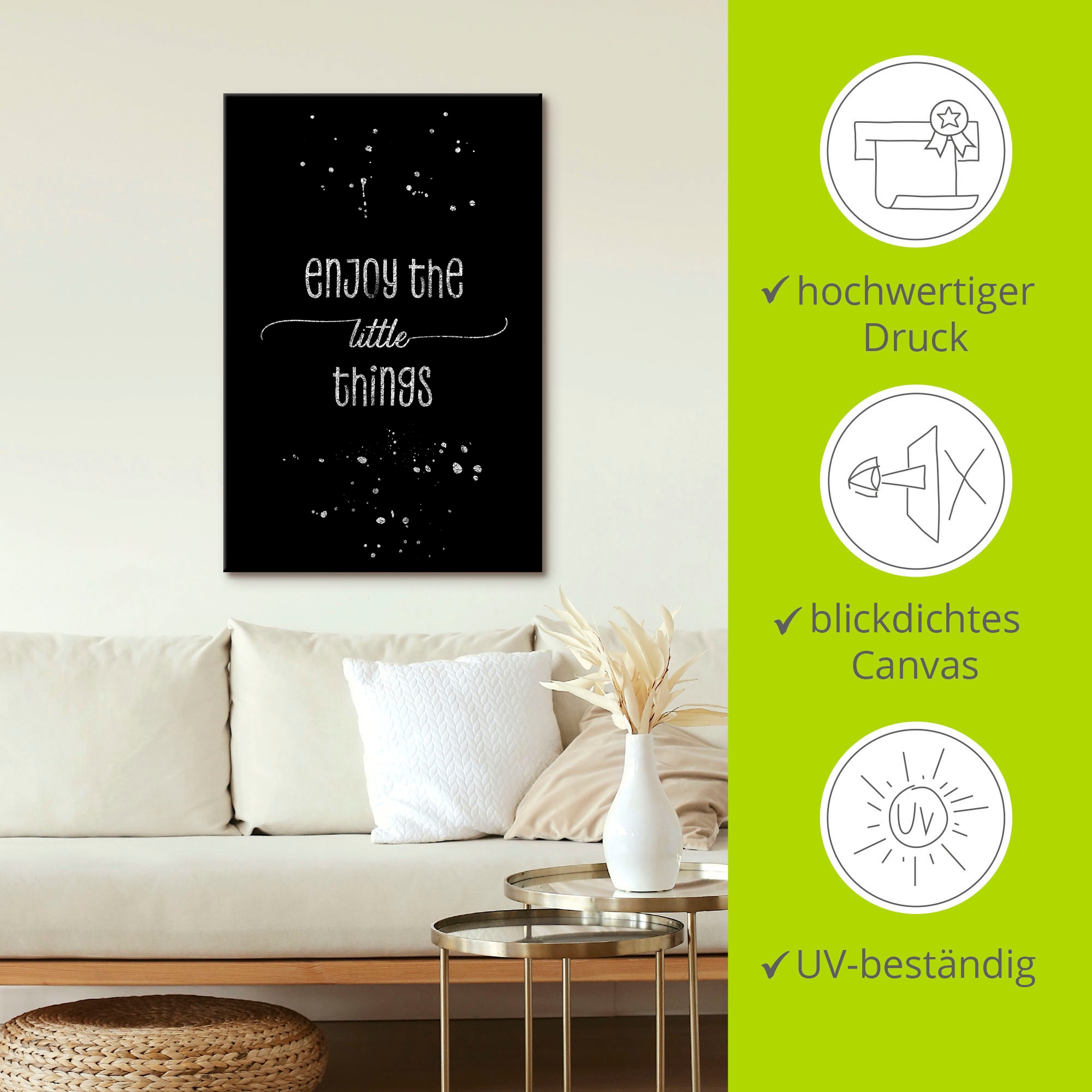 Artland Leinwandbild »Geniesse die kleinen Dinge I« Sprüche & Texte 1 Stk. tlg. auf Keilrahmen gespannt