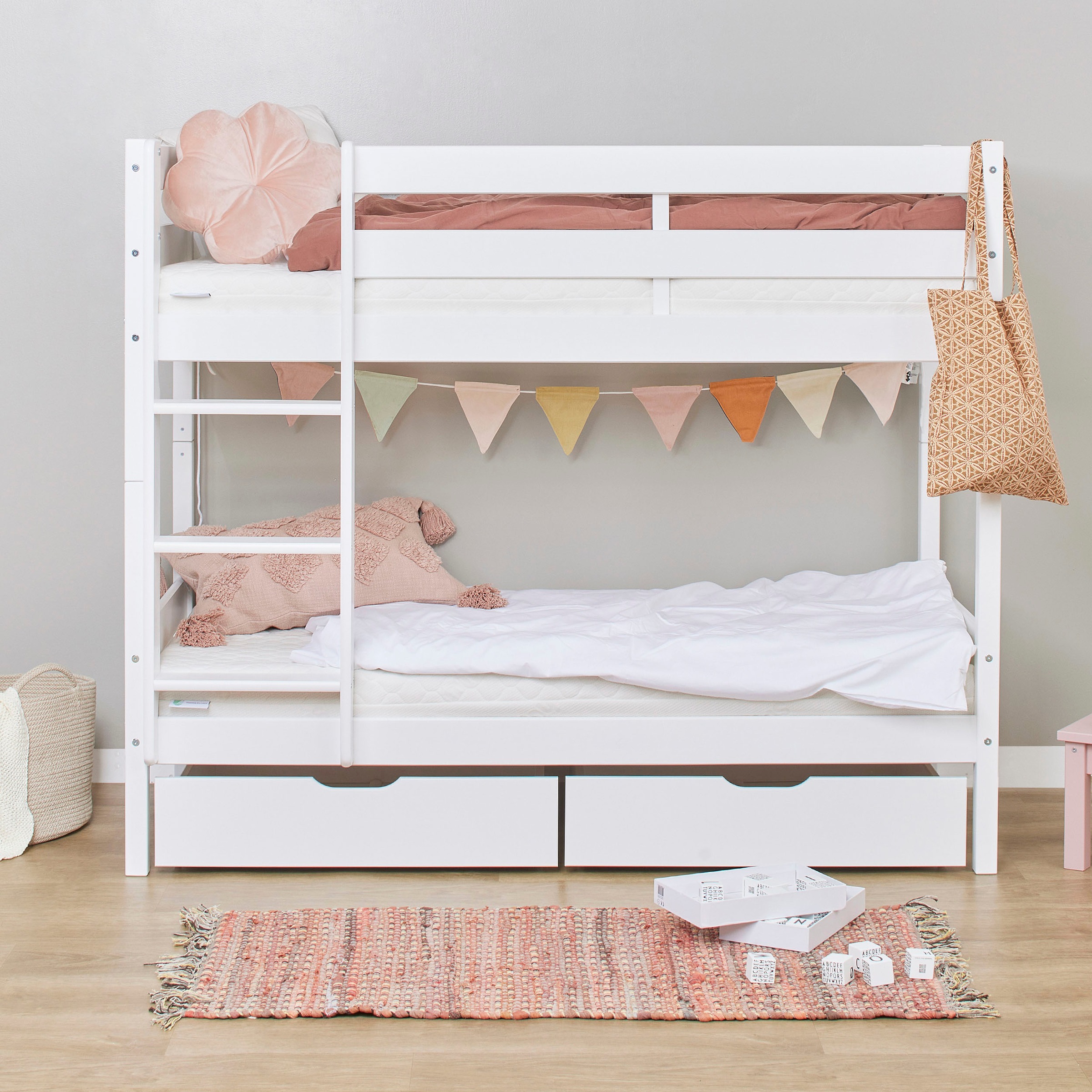 Hoppekids Lit superposé »ECO Comfort Kinderbett 90x200 oder 70x160 aus Massivholz in 4 Farben« TÜV, FSC und Nordisches Umweltzeichen – wahlweise mit Matratzen