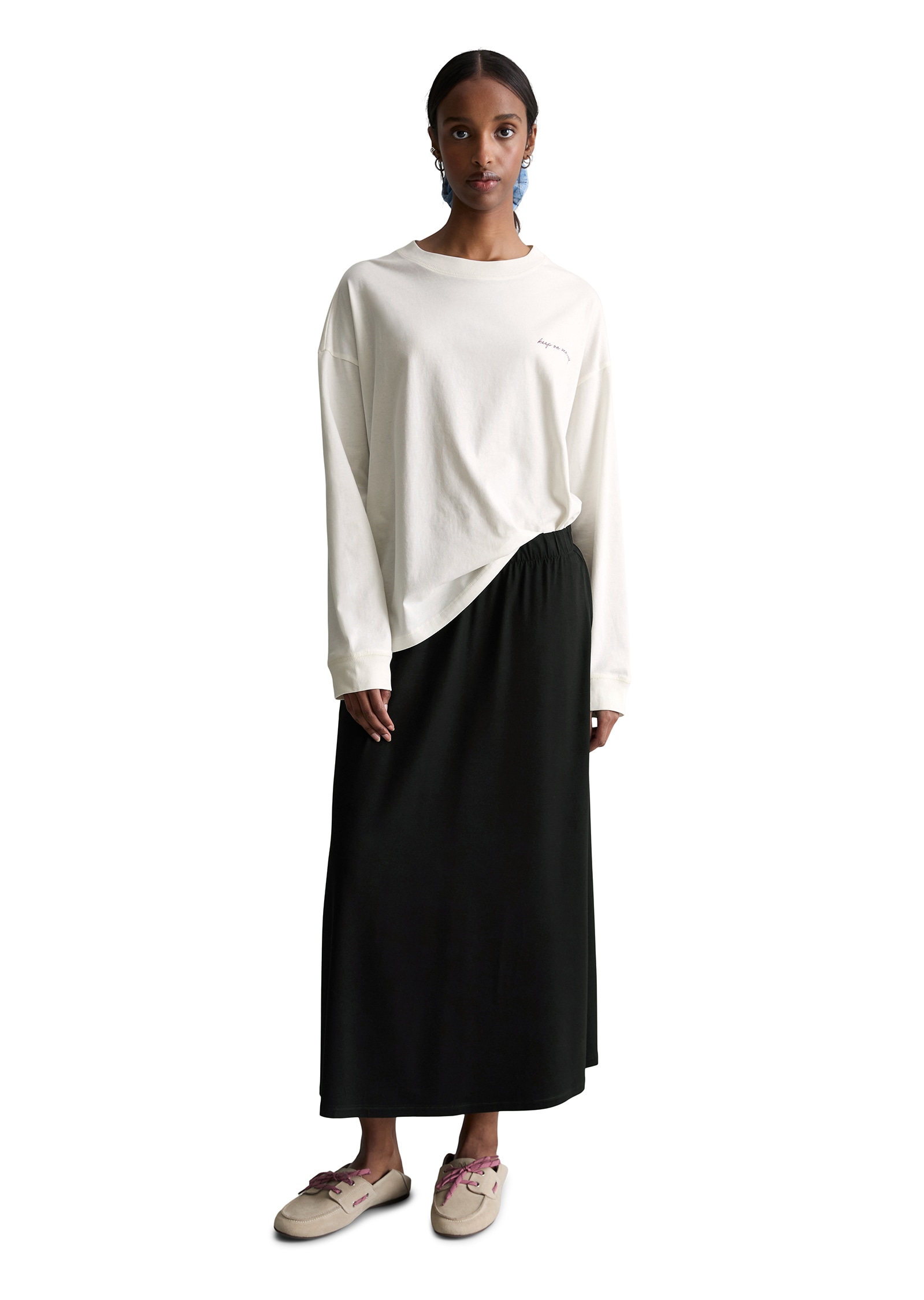 Marc O'Polo DENIM T-shirt à manches longues relaxed aus Heavy Jersey, grosser Rückenprint