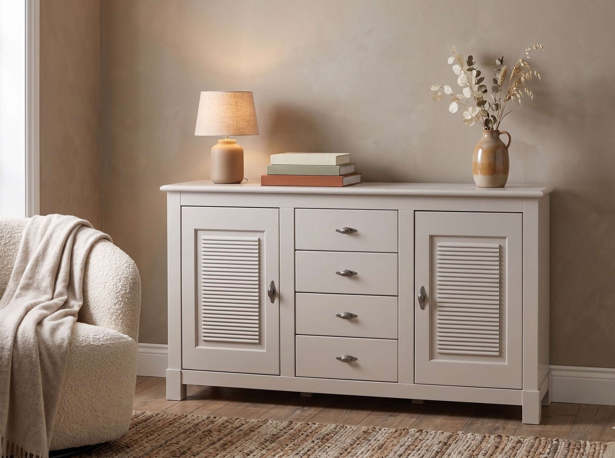 GOODproduct Sideboard »Rauna, Kommode, Landhausstil« B/T/H: 150/37/84 cm,  Kommode, FSC®-zertifiziertes Massivholz, Breite 150 cm